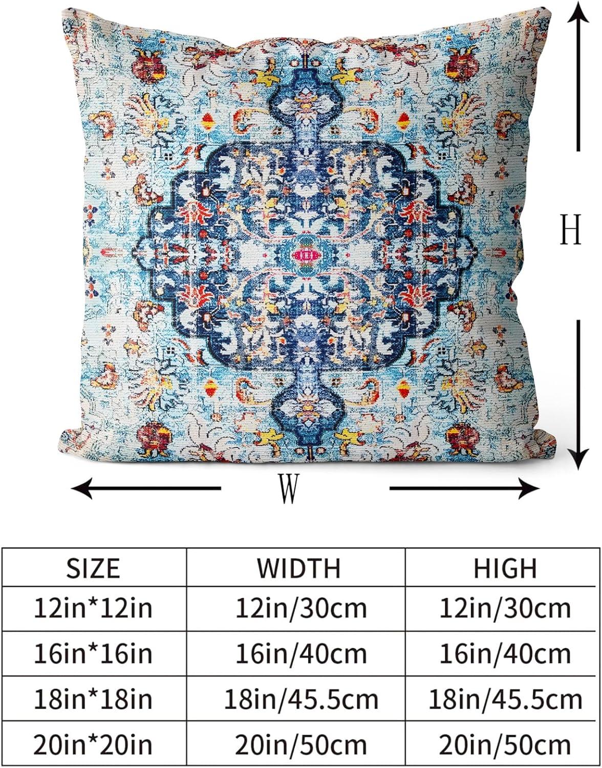 Boho Green Throw Pillow Covers 18x18 inch Set of 2,Bohemian Carpet Double Sided Pattern Soft Plush Cushion Cover for Couch Sofa Bed Decorative,Only Pillowcase (No Insert)