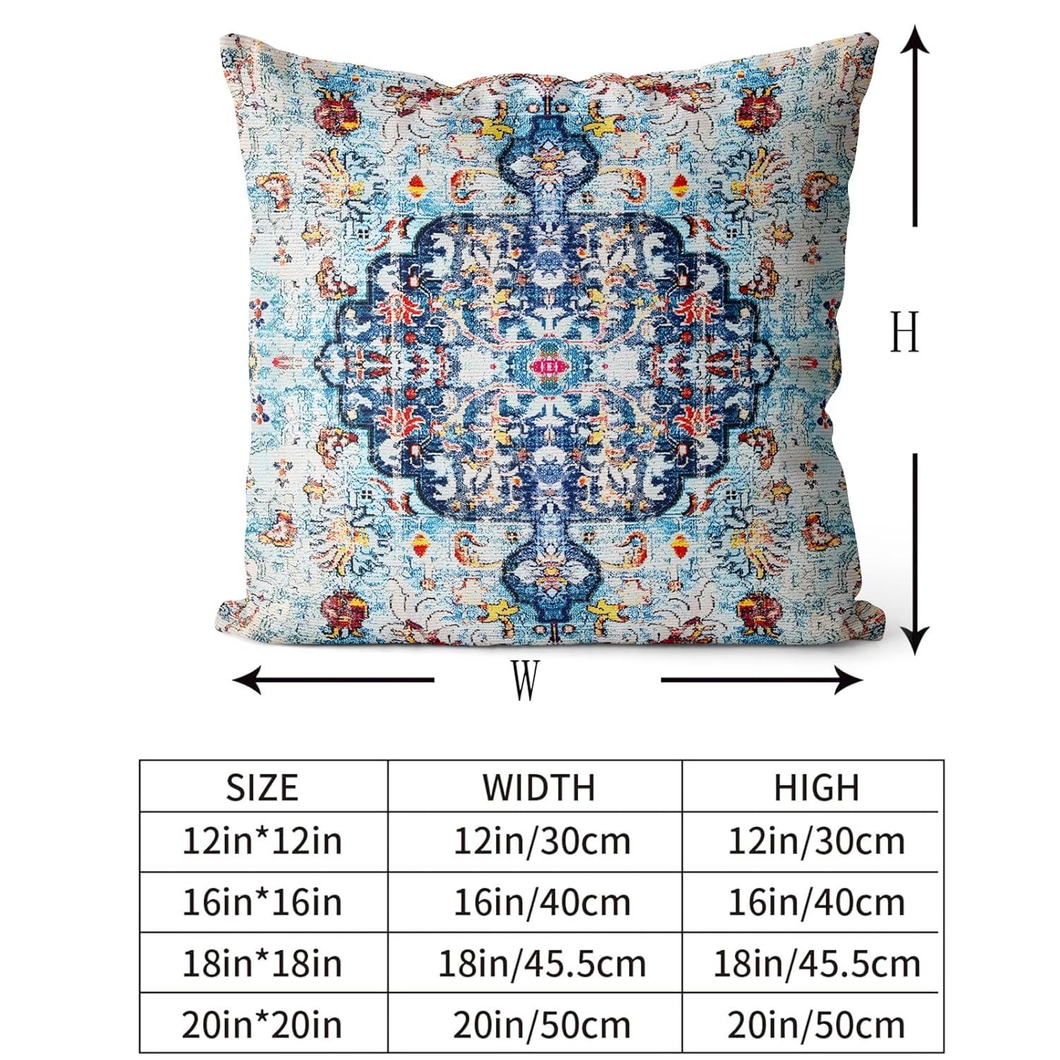 Boho Green Throw Pillow Covers 18x18 inch Set of 2,Bohemian Carpet Double Sided Pattern Soft Plush Cushion Cover for Couch Sofa Bed Decorative,Only Pillowcase (No Insert)