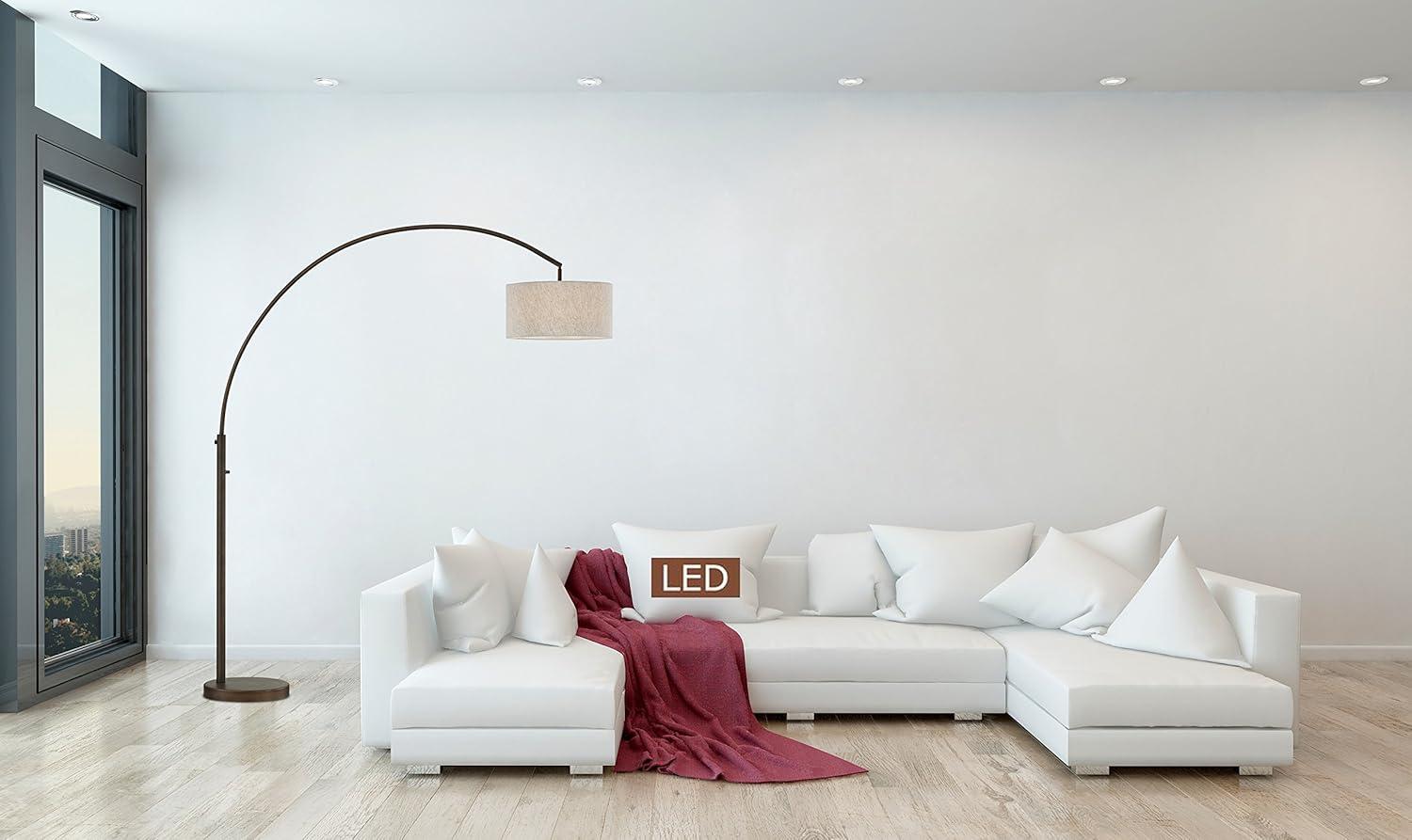 Elena Antique Bronze Adjustable Arc LED Floor Lamp, 80"