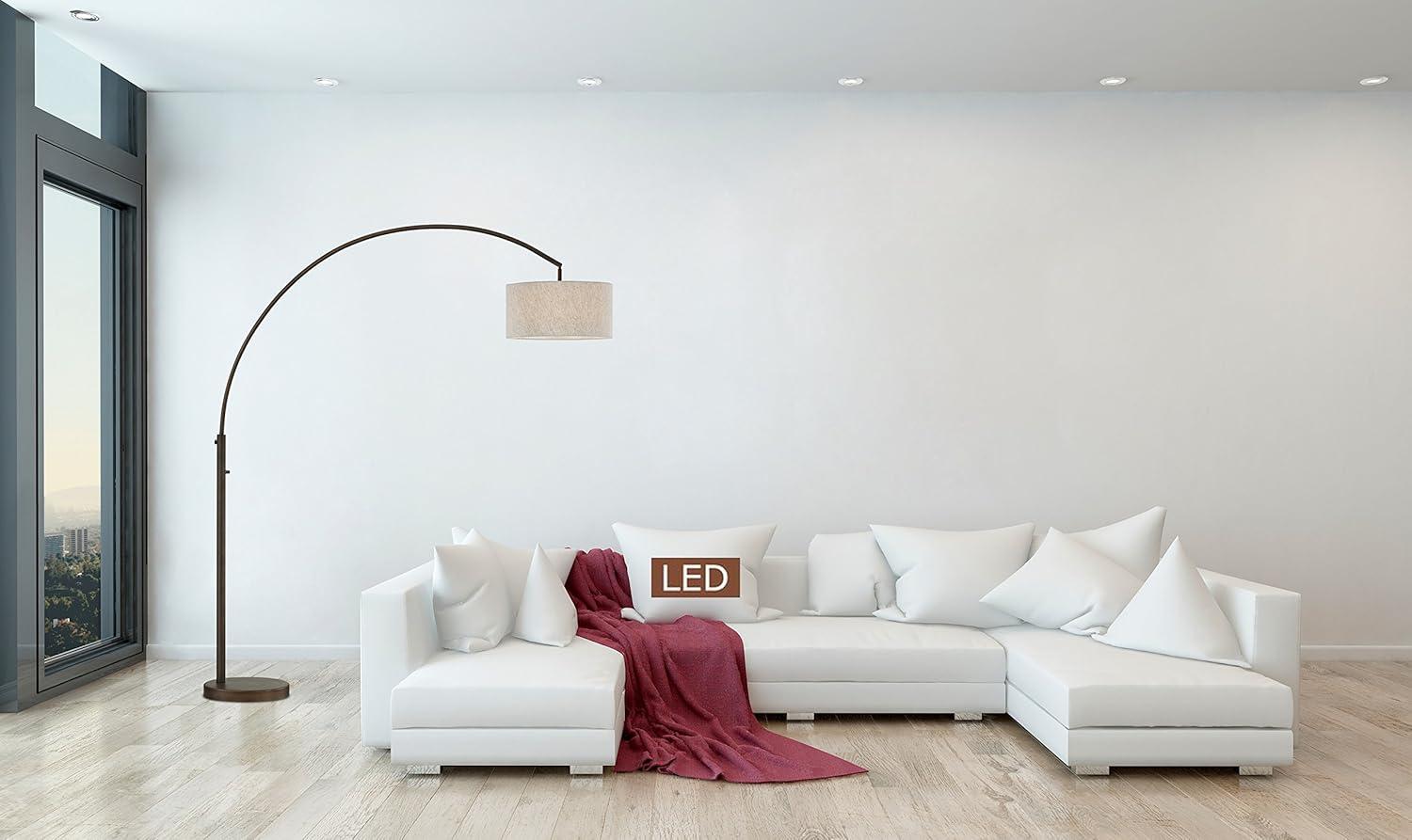 Elena 80 in. Antique Bronze LED Arch Floor Lamp with Dimmer