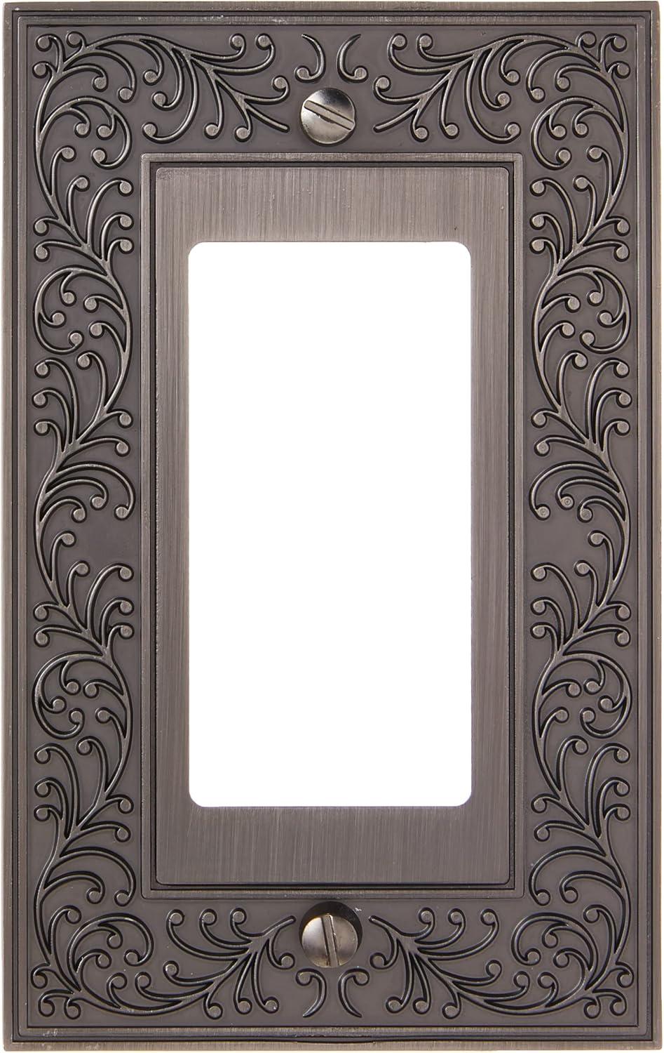 Amerelle 43RAN English Garden Wallplate, 1 Rocker GFCI, Cast Metal, Antique Nickel, 1-Pack