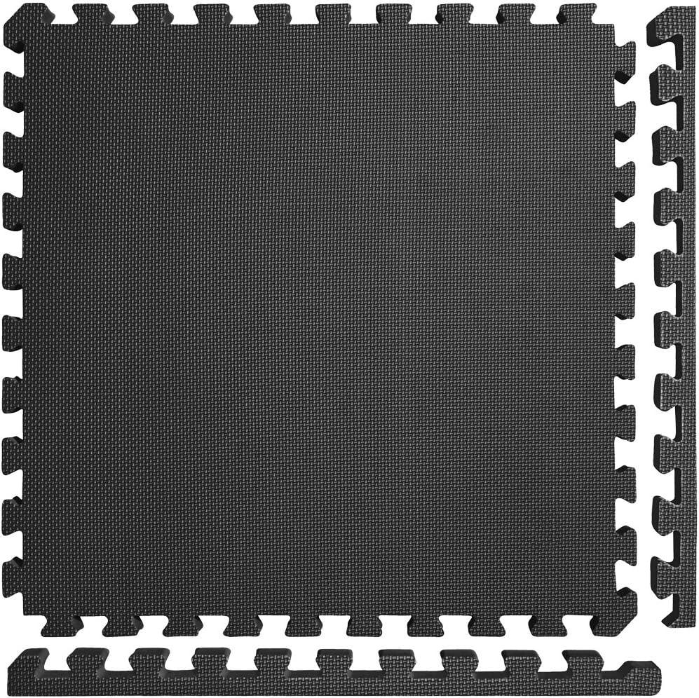 Meister X-THICK 1.5" Interlocking EVA Foam Mats - 2X Cushion for Wrestling, MMA Takedowns & Gymnastics - 2'x2' Tiles - Black - 36 Tiles (144 Sqft)