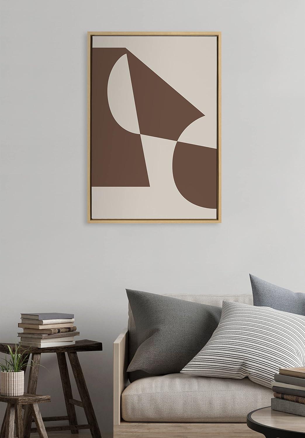 Kate and Laurel Sylvie Eye Catching Sleek Abstract 5 Brown and Beige Framed Canvas Wall Art by The Creative Bunch Studio, 23x33 Natural, Modern Contemporary Art for Wall