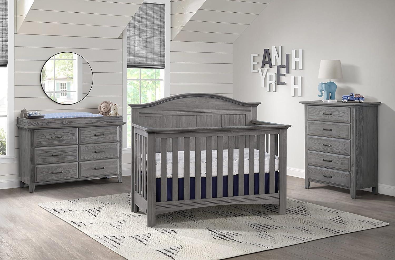 Graphite Gray Solid Wood 4-in-1 Convertible Crib