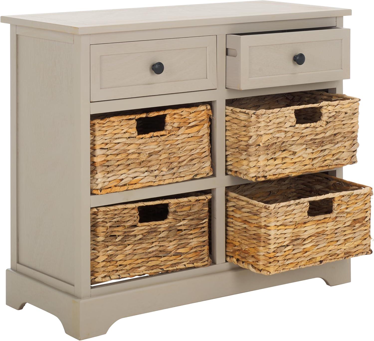 Herman Storage Unit with Wicker Baskets - Vintage Grey - Safavieh.