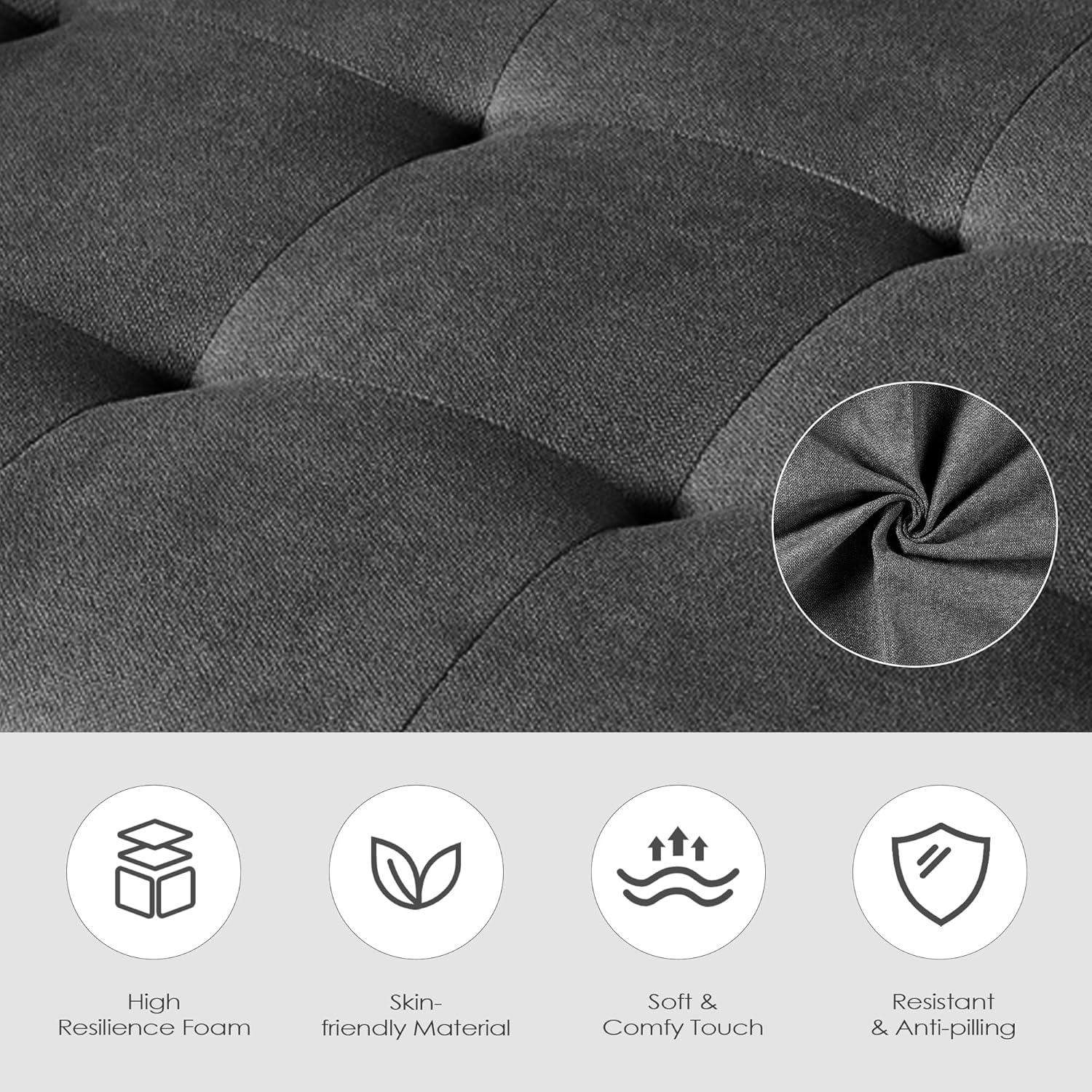 TYBOATLE 65“ Convertible Futon Sofa Bed w/ 2 USB, Upholstered Tufted Small Adjustable Folding Couch Loveseat, Modern Mid Century Sleeper Sofa for Living Room, Bedroom, Apartment, Office (Dark Grey)