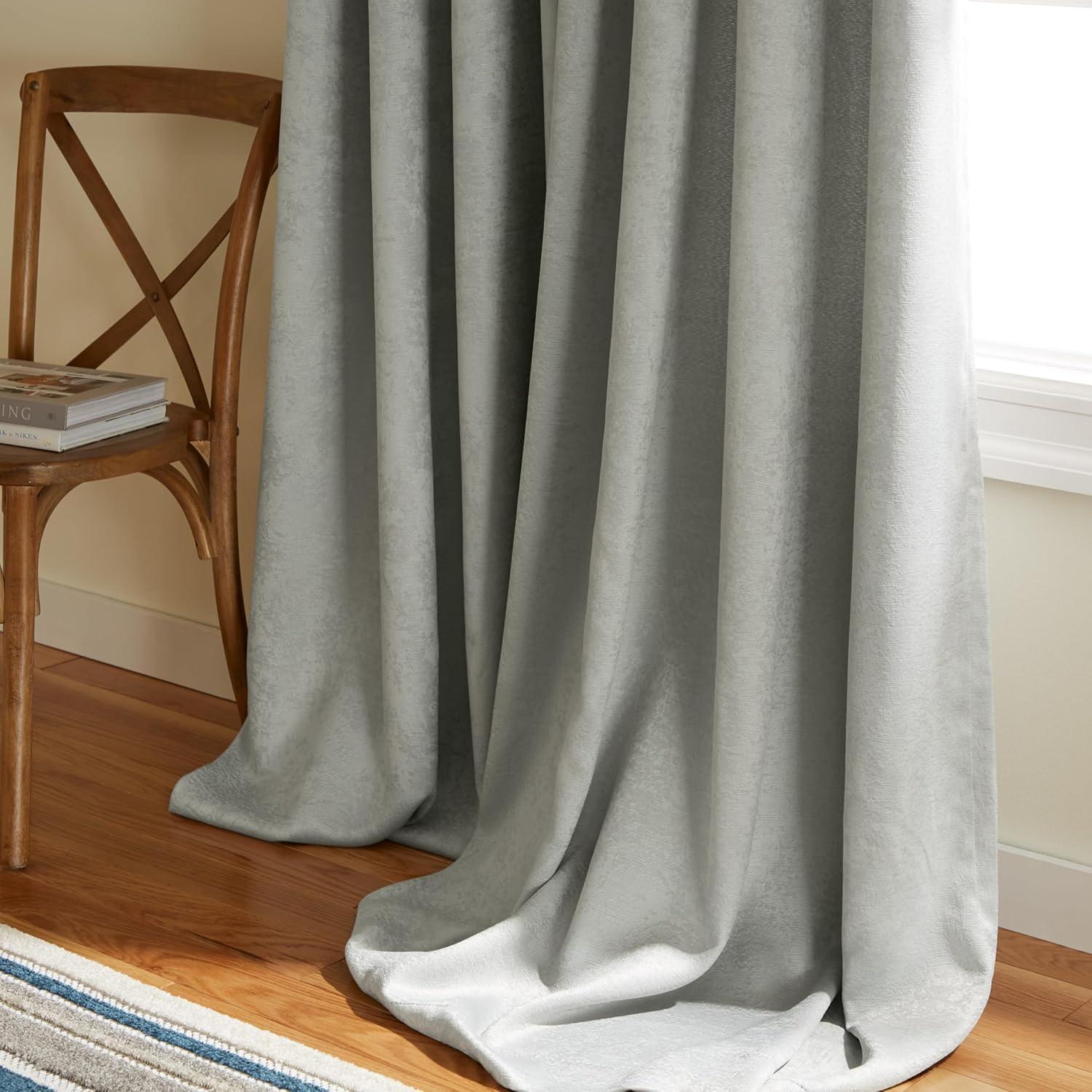 Set of 2 108"x52" Oxford Textured Sateen Thermal Room Darkening Grommet Top Window Curtain Panel Silver - Exclusive Home