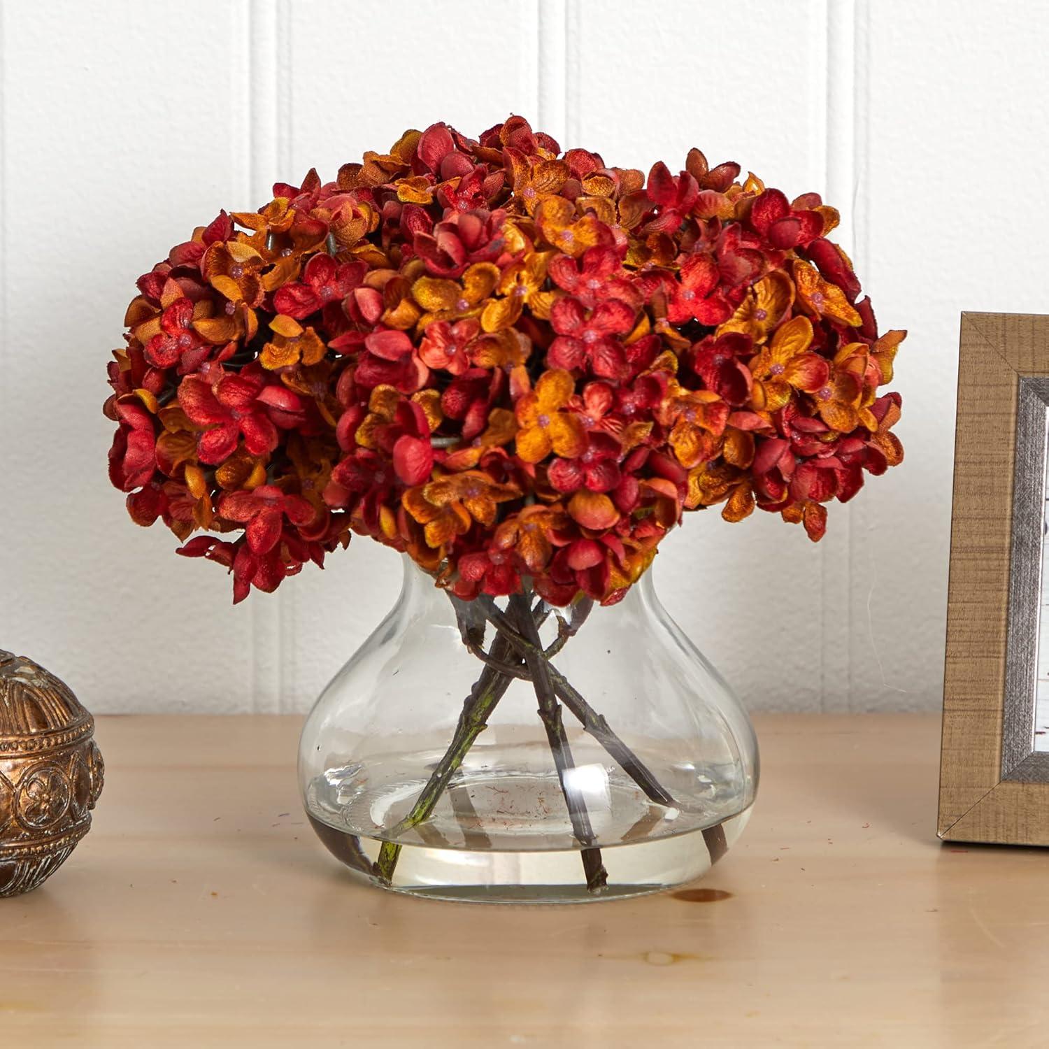 Nearly Natural Floral Decor Hydrangea with Vase Flower Arrangement