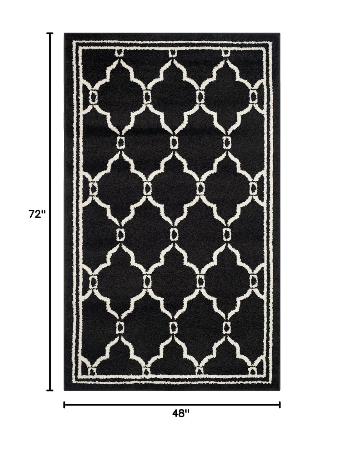 Amherst AMT414 Power Loomed Indoor Area Rug - Anthracite/Ivory - 4'x6' - Safavieh
