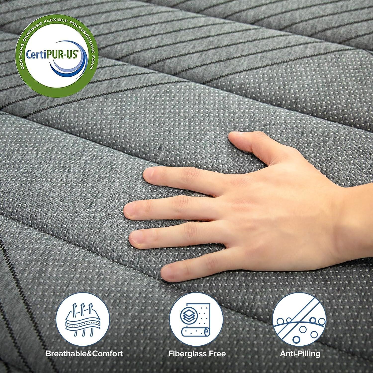 Queen Mattress, 10 Inch Medium Firm Hybrid Mattress with Pocketed Springs, Breathable Convoluted Foam, Queen Size Mattress in a Box with Pressure Relief and Support, Antistatic, CertiPUR-US Certified