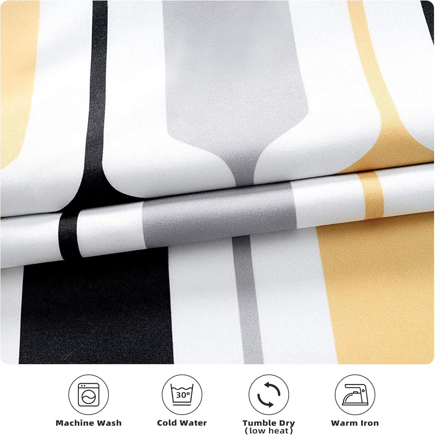 DriftAway Riley Geo Room Darkening Blackout Thermal Insulated Grommet Lined Window Curtains Mid Century Geometric Pattern 2 Layers 2 Panels Each 52 Inch by 54 Inch Gold Black Gray