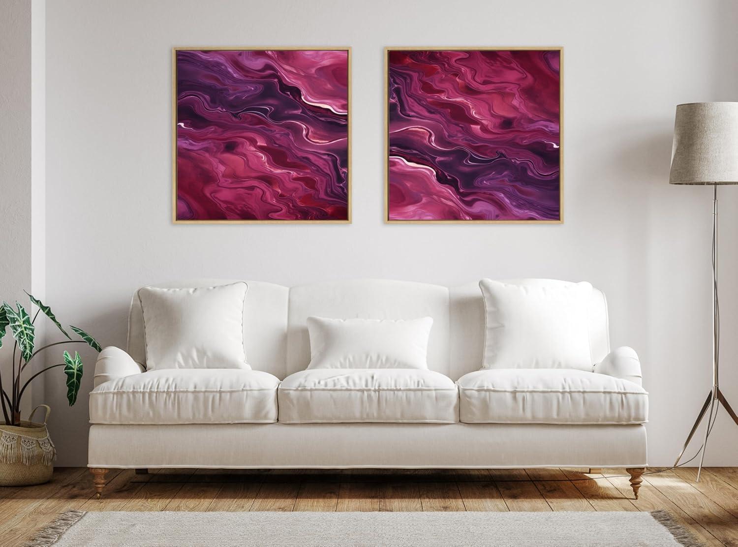 Kate & Laurel All Things Decor 30"x30" Tonal Abstract Purple Plum Framed Canvas by The Creative Bunch Studio Natural