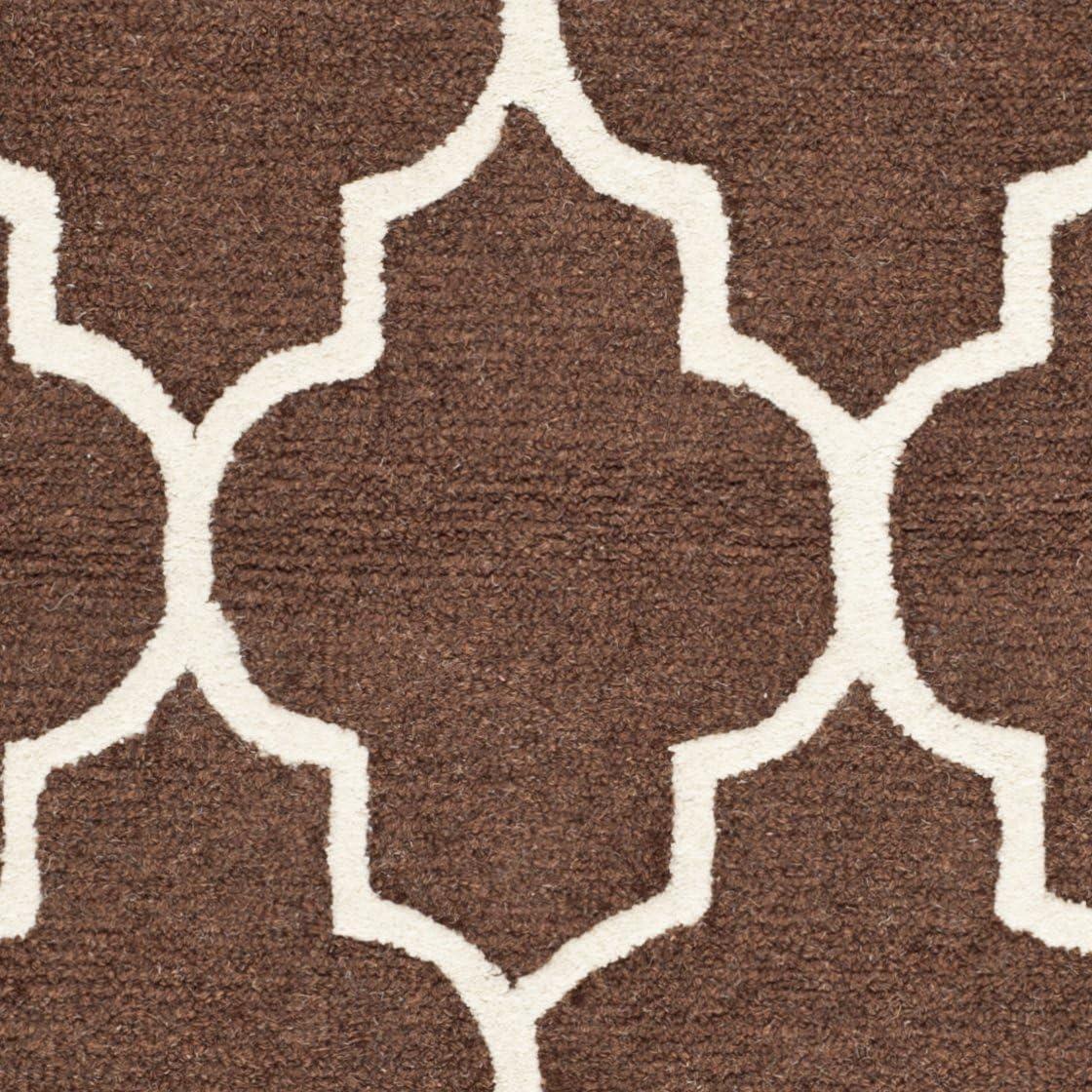 SAFAVIEH Cambridge Kevin Geometric Wool Area Rug, Dark Brown/Ivory, 5' x 8'