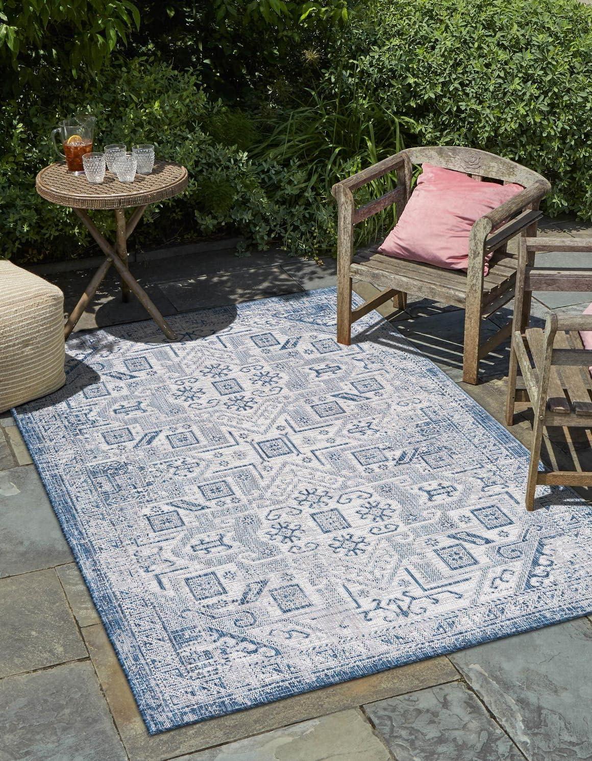 Unique Loom Outdoor Aztec Coba Border Woven Area Rug