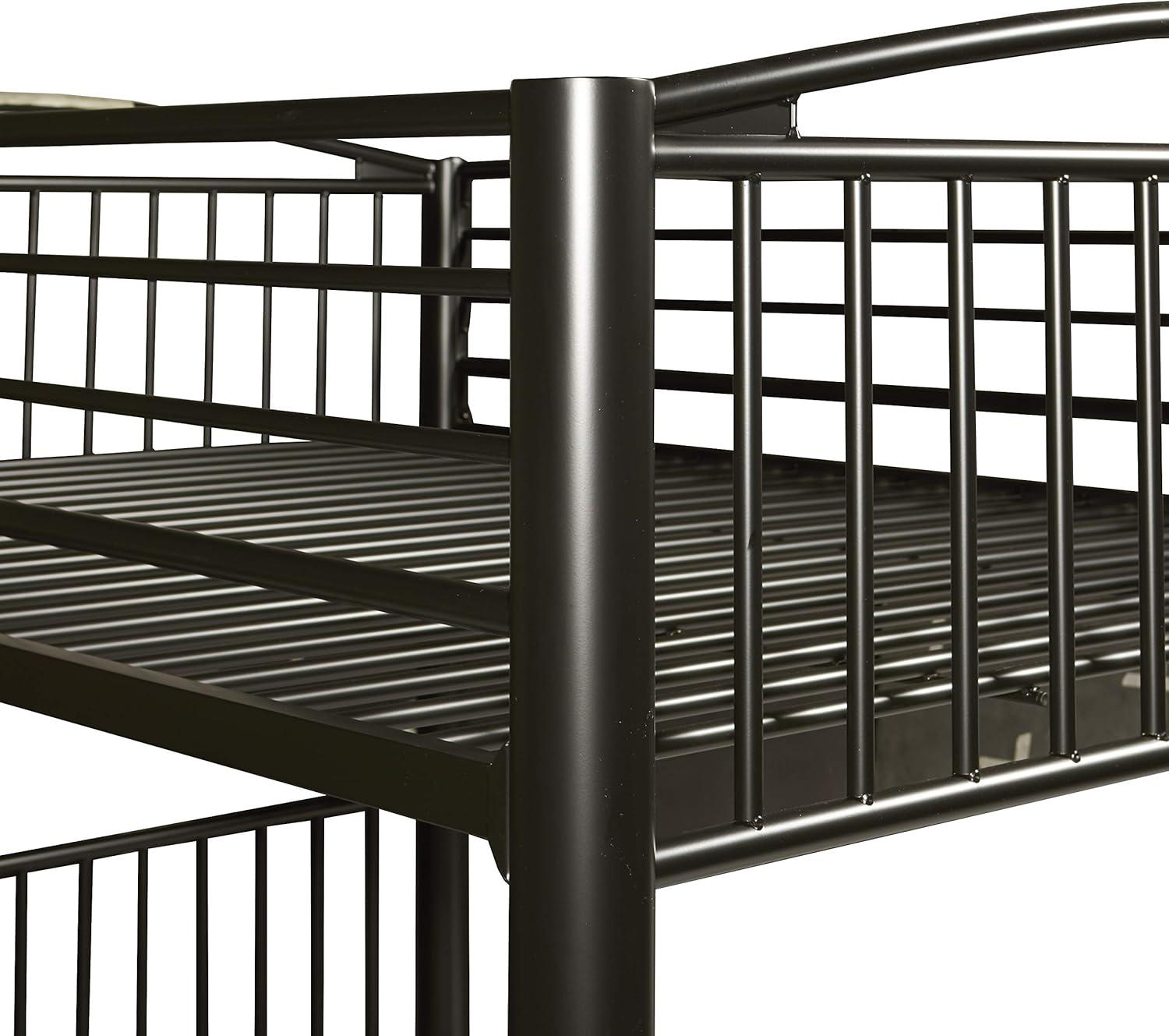 Sleek Black Metal Full Over Full Bunk Bed with Easy-Access Ladder