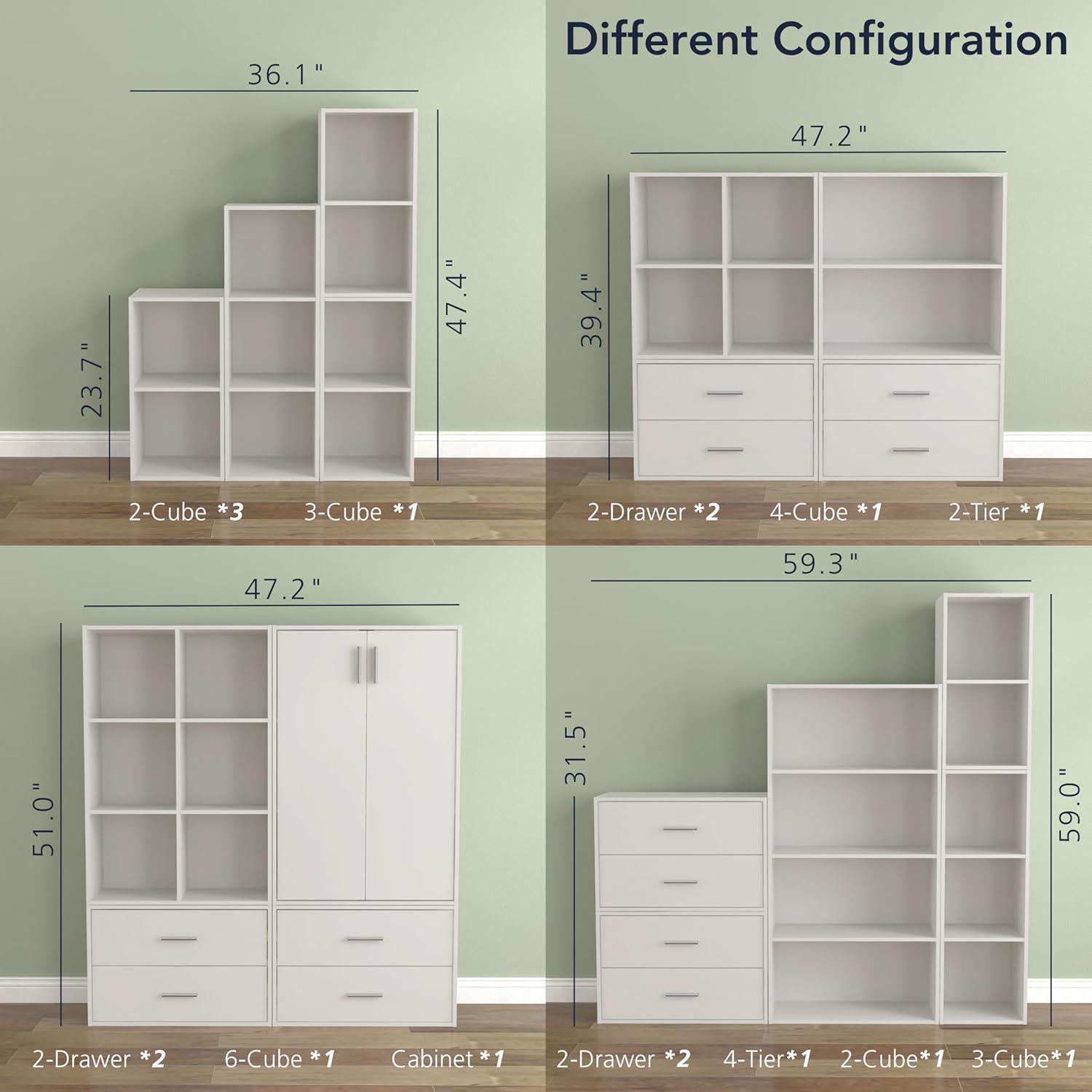 24/7 Shop At Home 35" Silkpath Modern 3 Tier Stackable and Modular Open Bookcase White: MDF Construction, 11" Cube Compatible