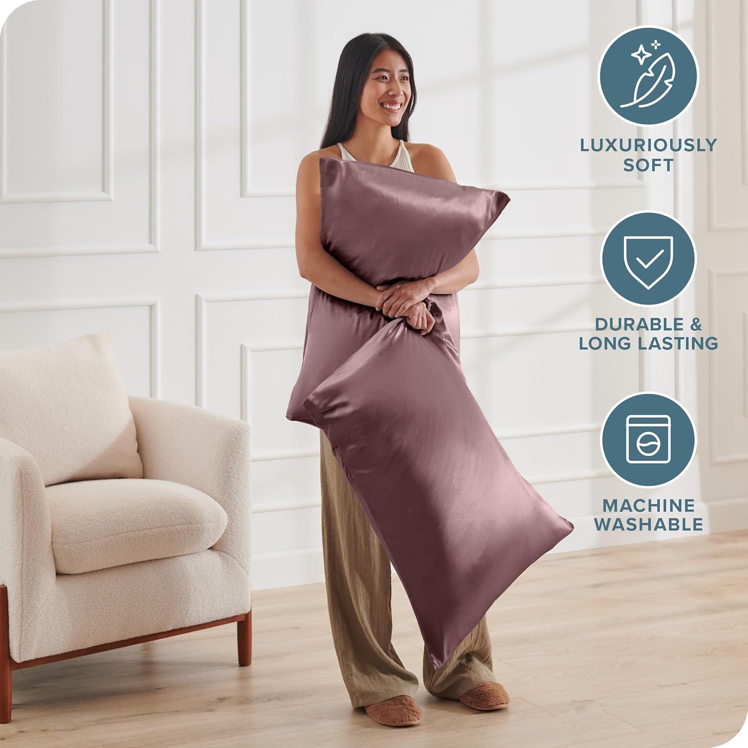 Bare Home Soft Poly Satin Pillowcase Set