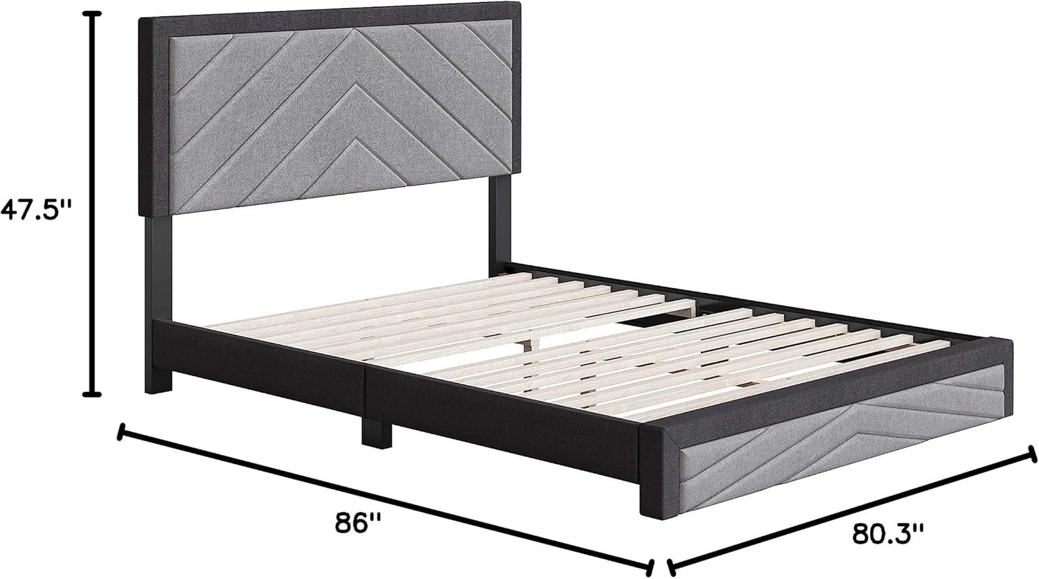 Boyd Sleep Barcelona Linen or Faux Leather Upholstered Platform Bed Frame with Adjustable Headboard, Heavy Duty Slat Support System, No Box Spring Required - Boyd Sleep
