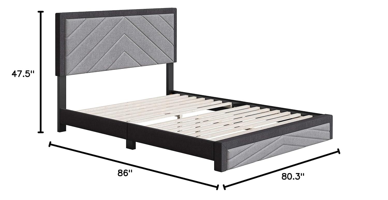 Boyd Sleep Barcelona Linen or Faux Leather Upholstered Platform Bed Frame with Adjustable Headboard, Heavy Duty Slat Support System, No Box Spring Required - Boyd Sleep