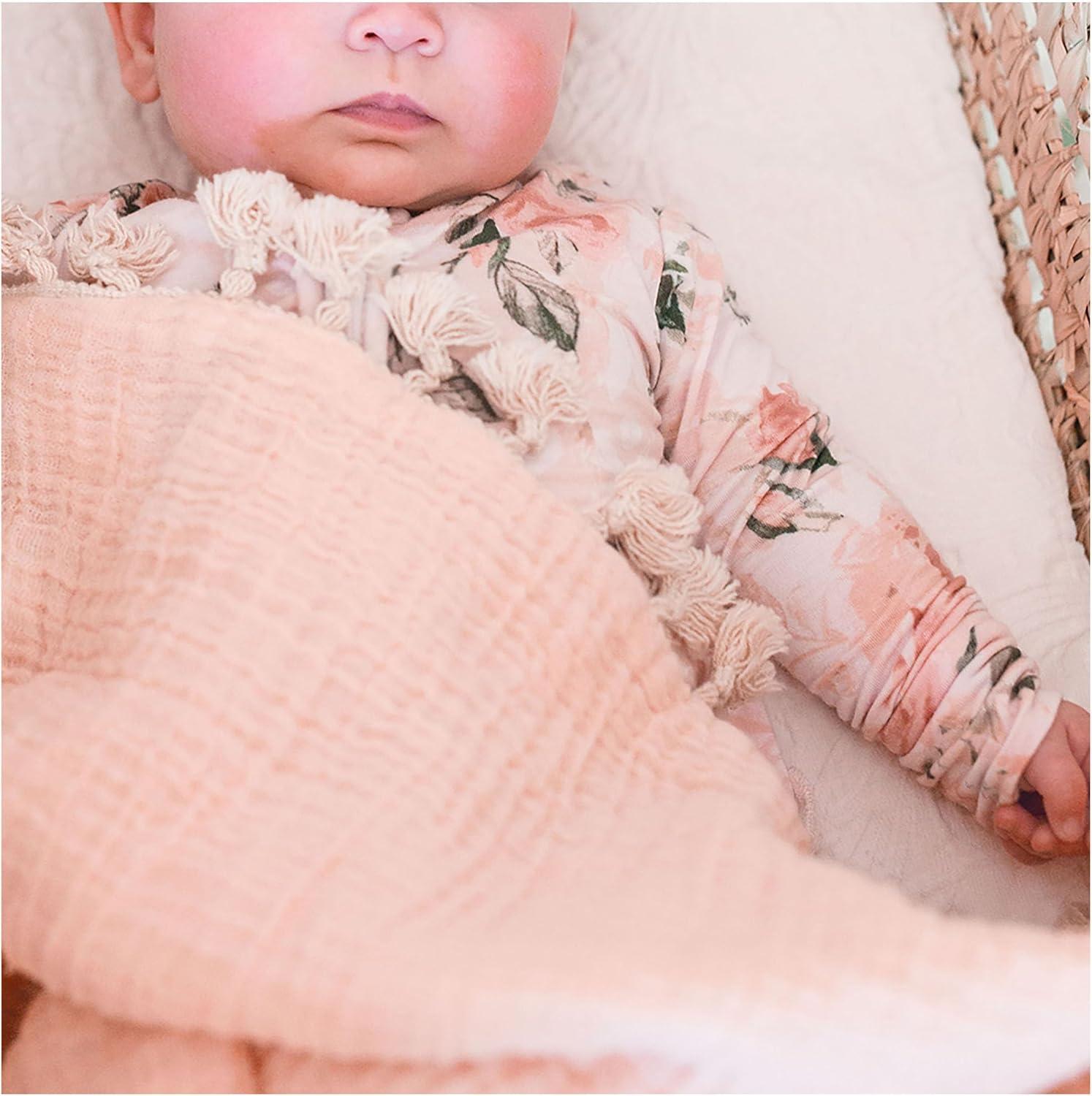 Crane Baby 6-Layer Muslin Baby Blanket with Tassel Edge