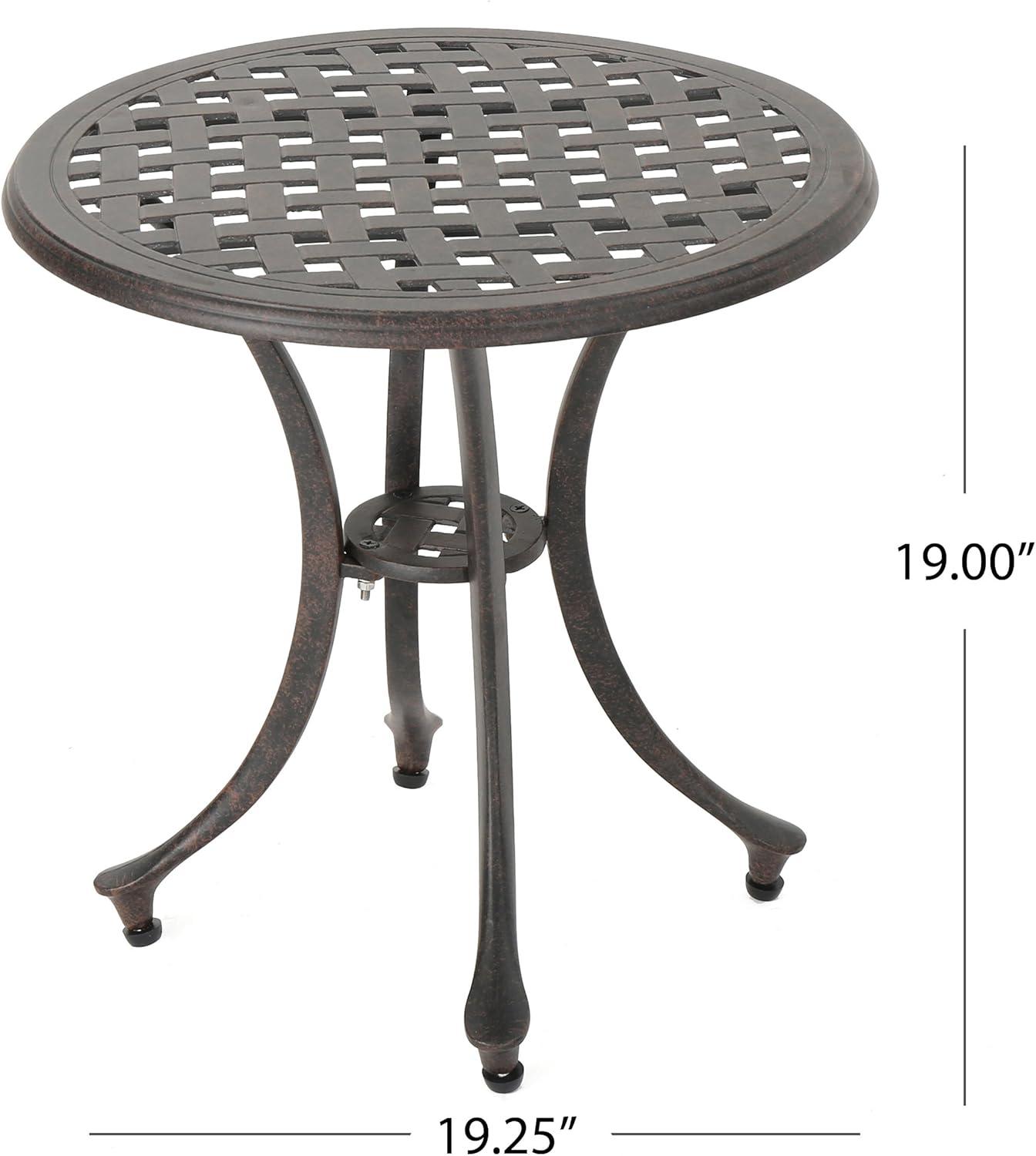 GDF Studio Prostaff Outdoor Cast Aluminum Round Side Table, Bronze