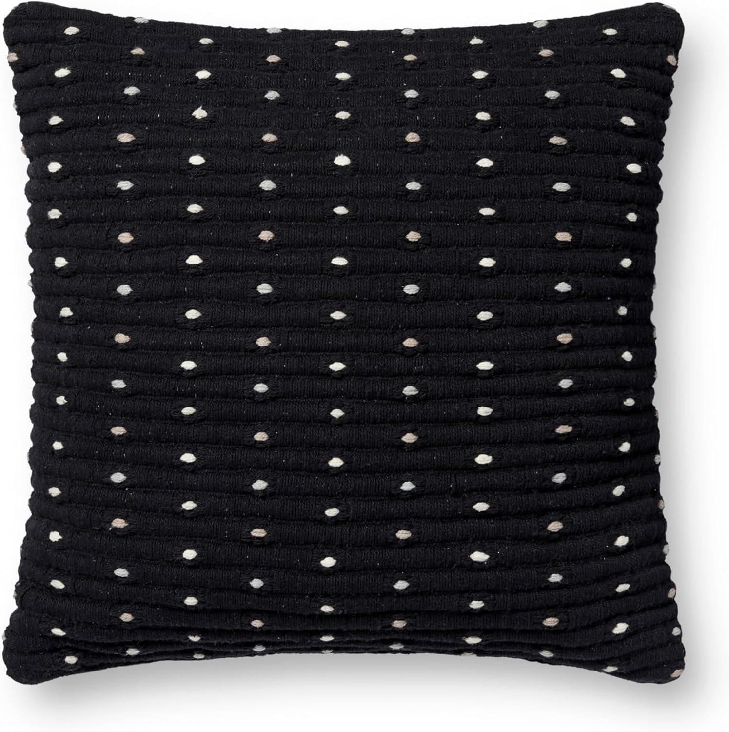 Black Cotton 18'' Square Pillow with Down Insert