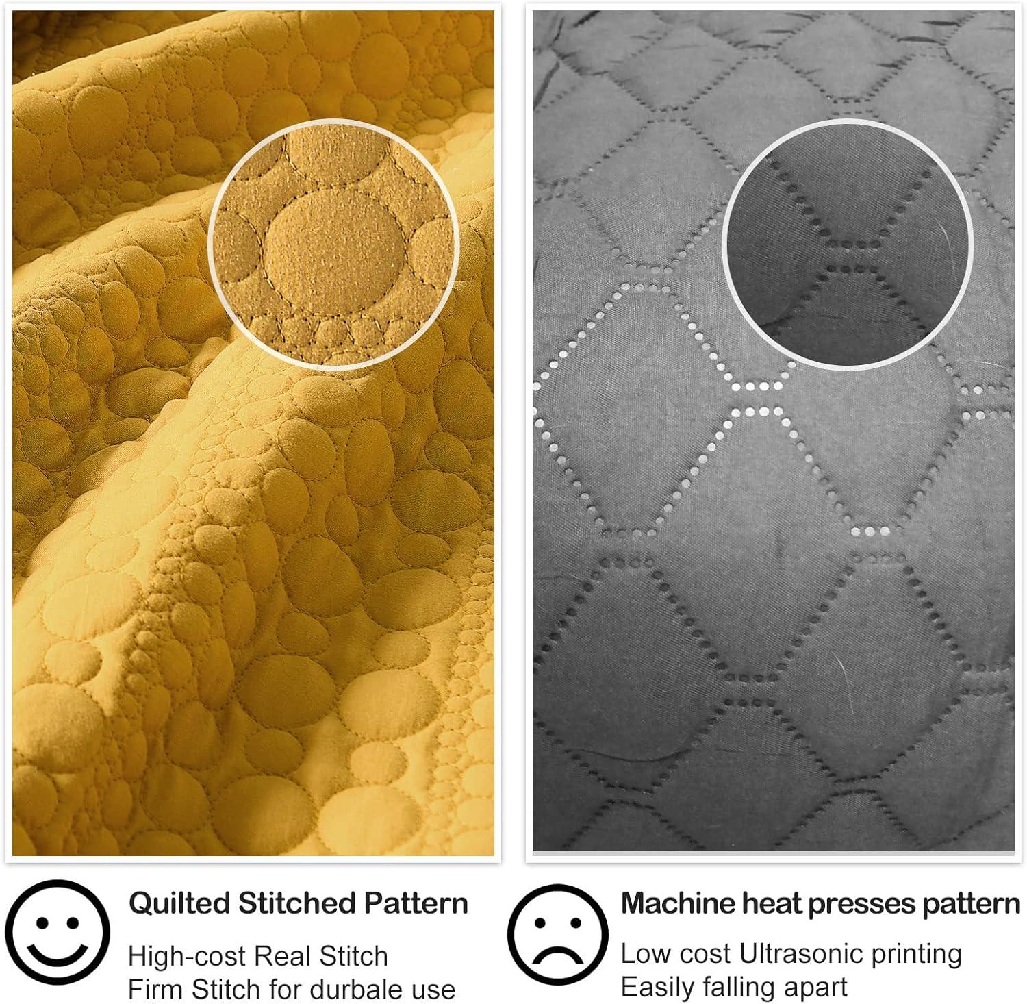 HORIMOTE HOME Quilt Set Queen Size Yellow, Classic Geometric Diamond Stitched Pattern, Ultra Soft Lightweight Bedding Set Bedspread Coverlet for All Season 3 Pieces (1 Quilt and 2 Pillow Shams)