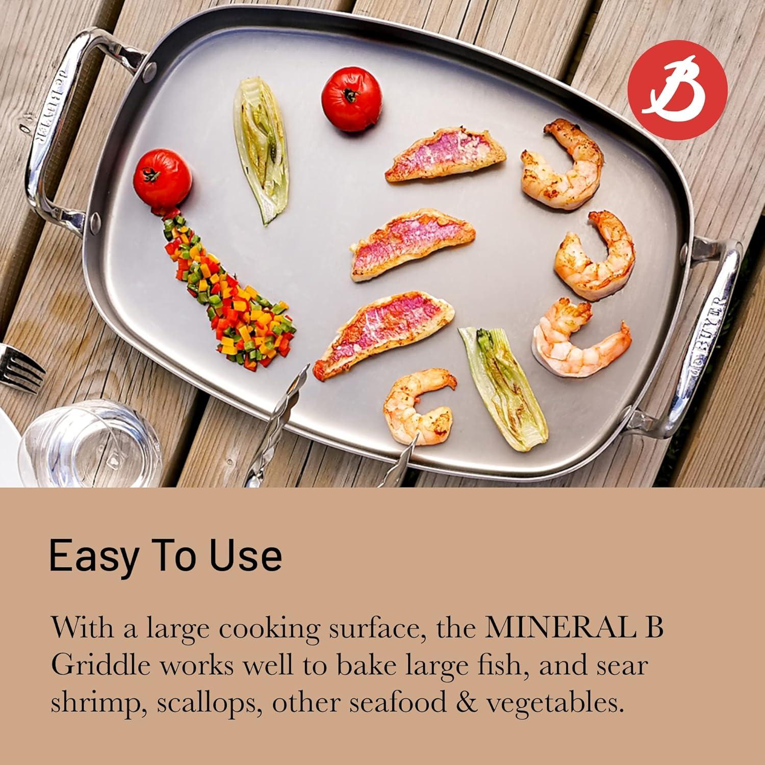 Mineral B Element Carbon Steel Induction Ready Griddle with Aluminum Handle