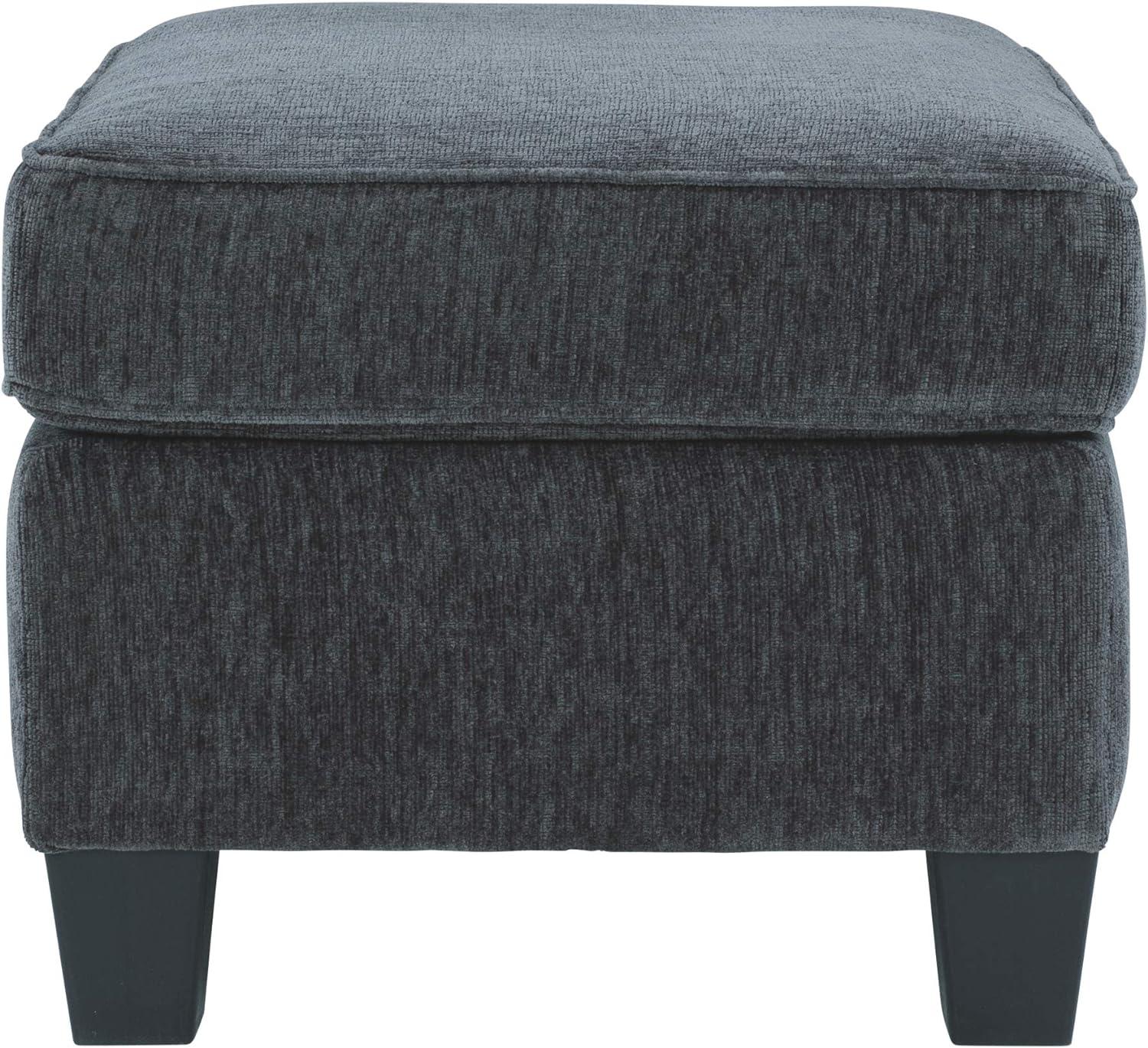 Contemporary Charcoal Gray Chenille 33" Footstool