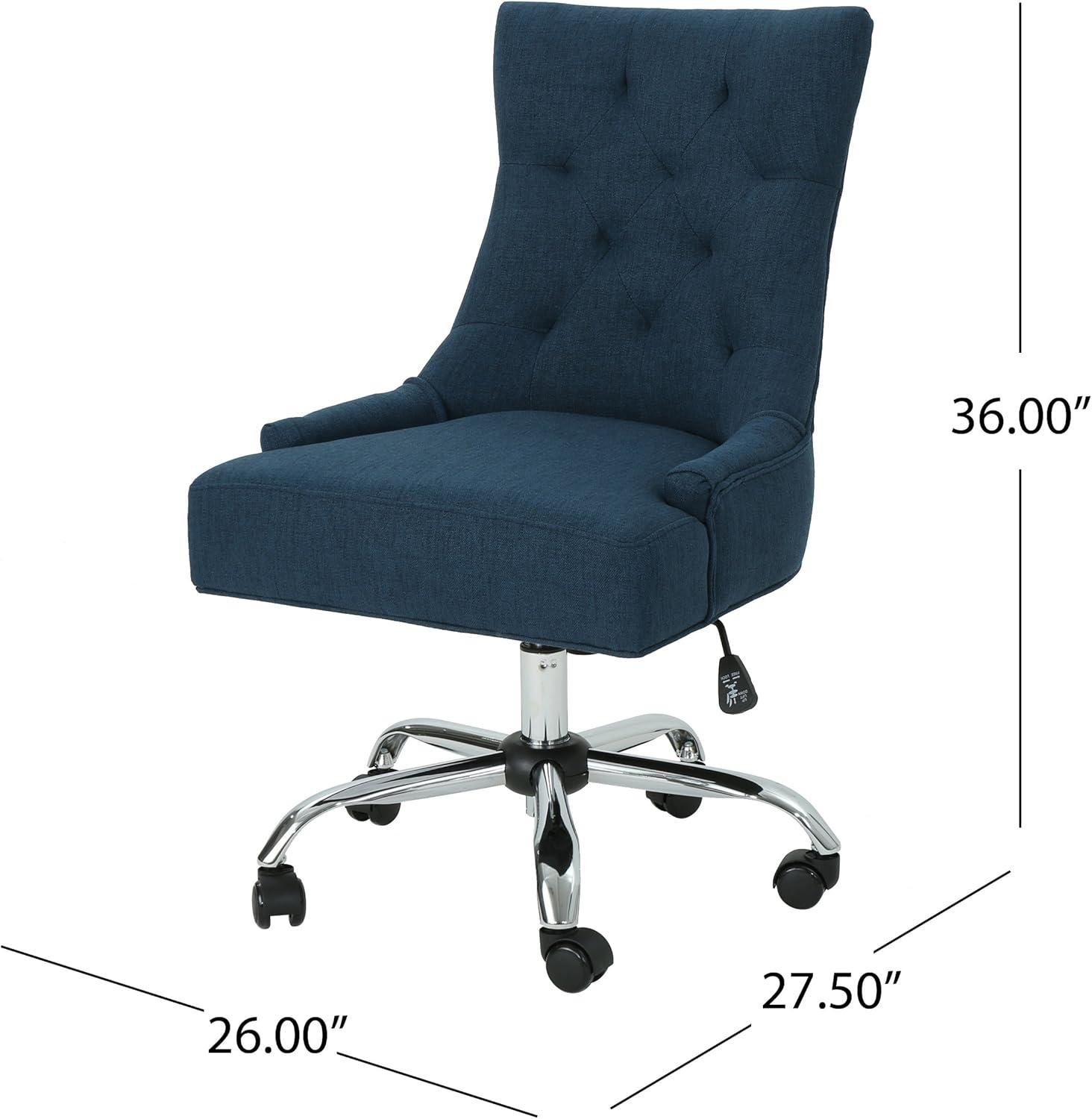 GDF Studio Bagnold Contemporary Tufted Adjustable Swivel Office Chair, Navy Blue Fabric