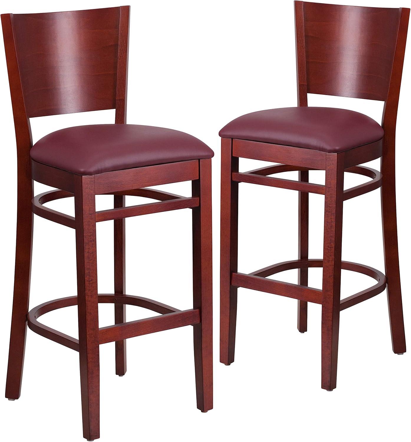 Flash Furniture Lacey Series Solid Back Walnut Wood Restaurant Barstool