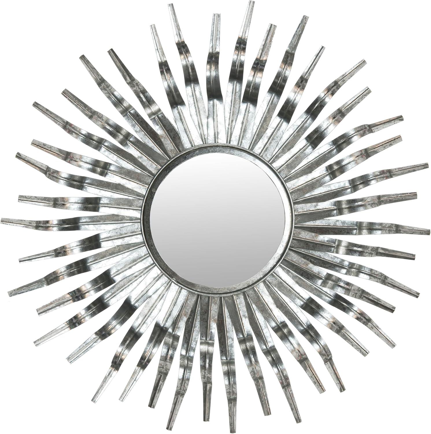 SAFAVIEH Round Metallic Sunburst Wall Mirror, Silver