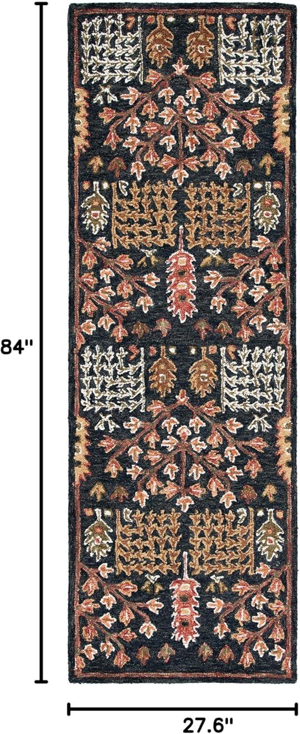 Aspen APN522 Hand Tufted Indoor Runner Rug - Black/Red - 2'3"x7' - Safavieh