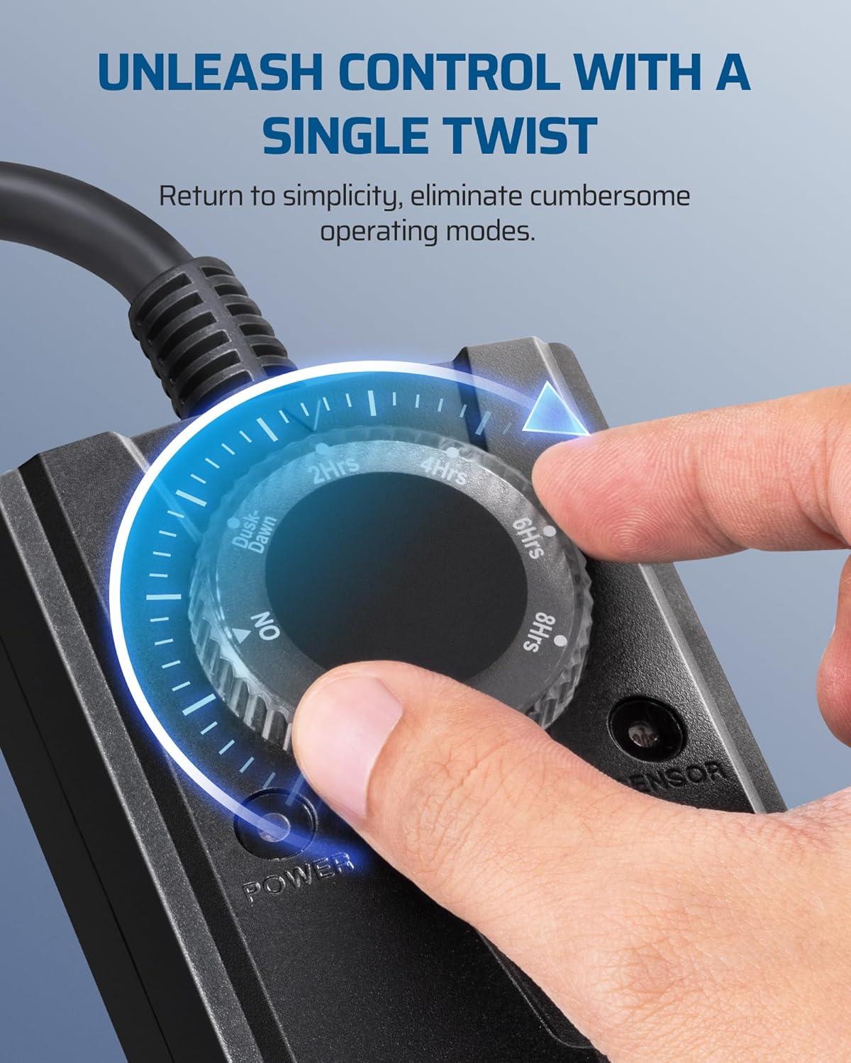 DEWENWILS Outdoor Mechanical Timer with 2 Outlets, Plug-in Christmas Light Timer, Waterproof, Electrical Outlets Timer for Holiday Decoration Lights, String Lights, 15A 1/2HP