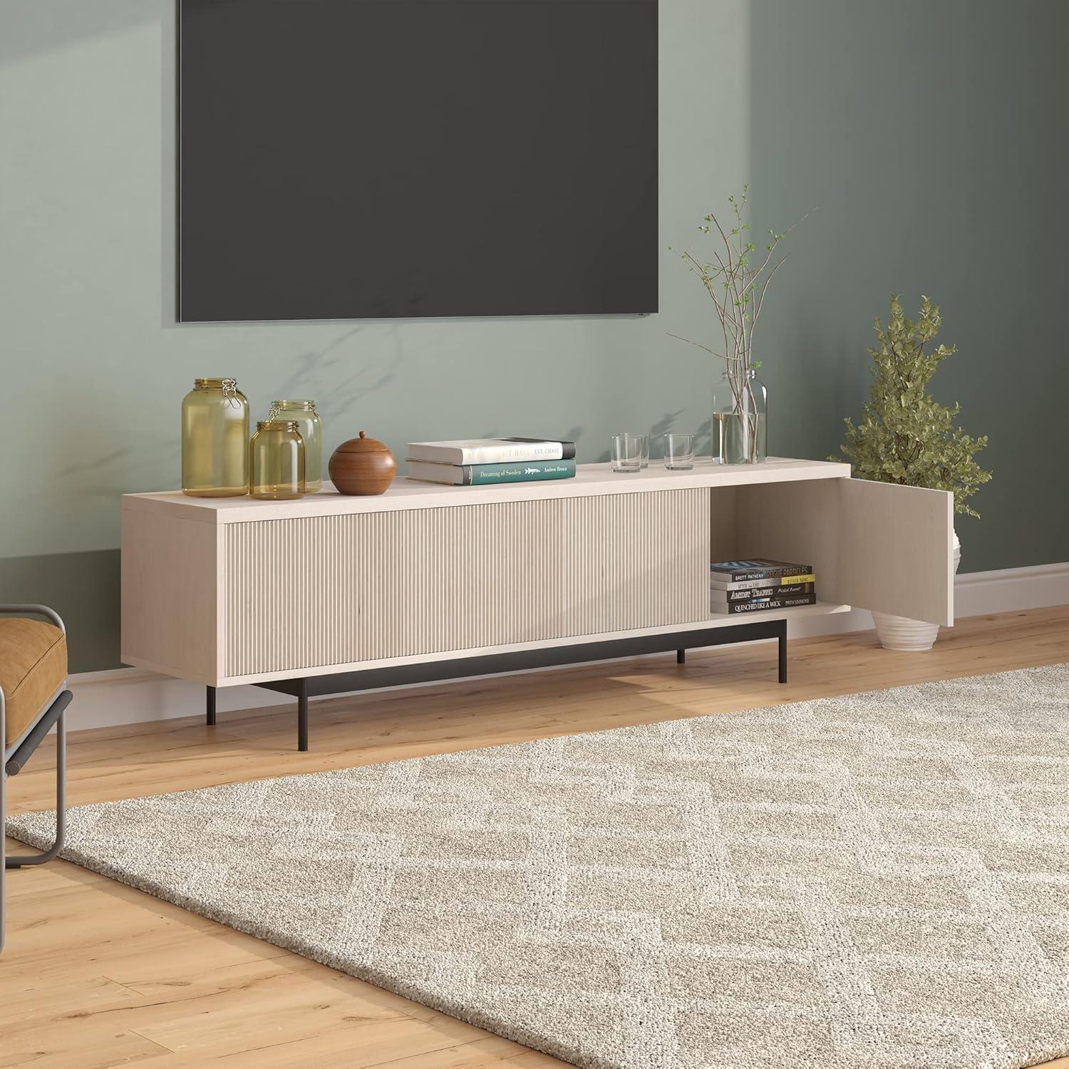Evelyn&Zoe Whitman Rectangular TV Stand for TV's up to 75", Alder White