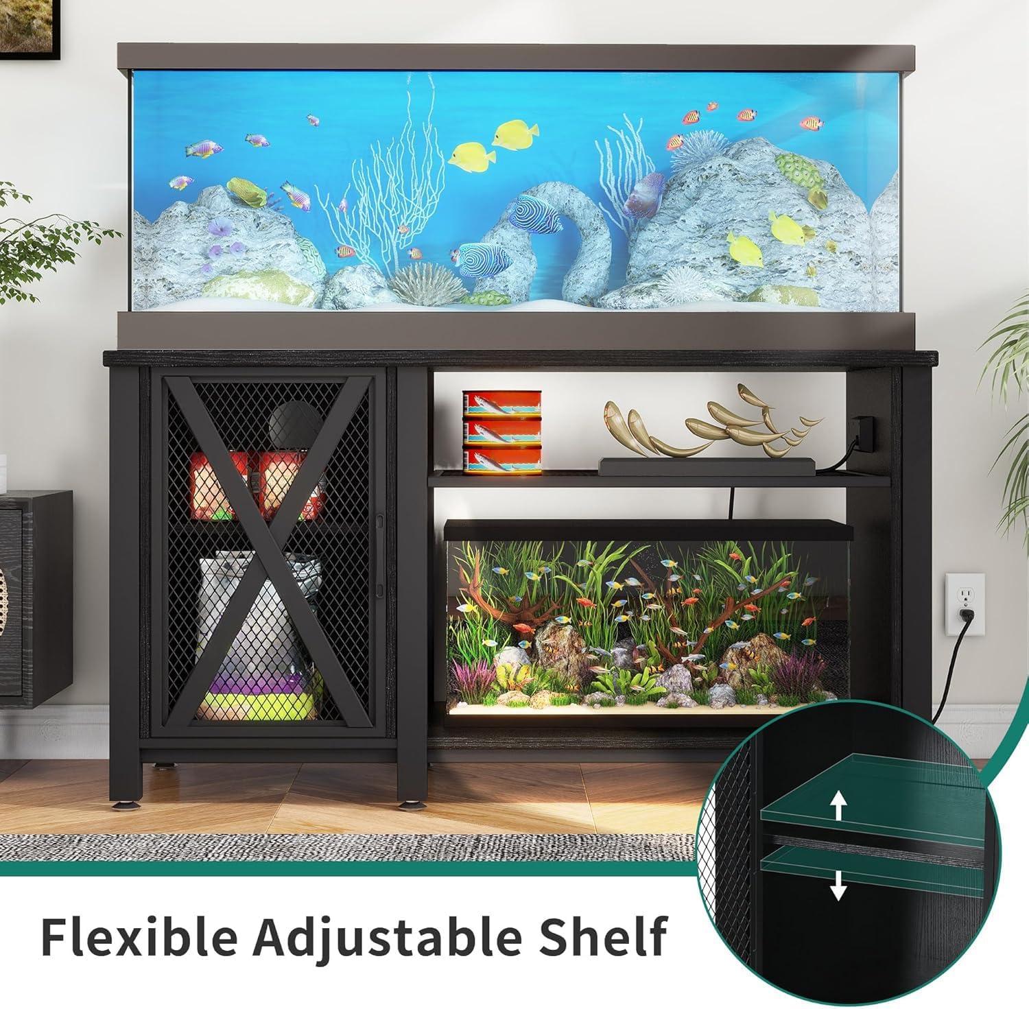 Tucker Murphy Pet™ Fish Tank Stand - 55-75 Gallon Wooden Aquarium Stand With Storage Cabinet For Fish Tank Accessories - 770 LBS Capacity, 51"X19.6"X35"H