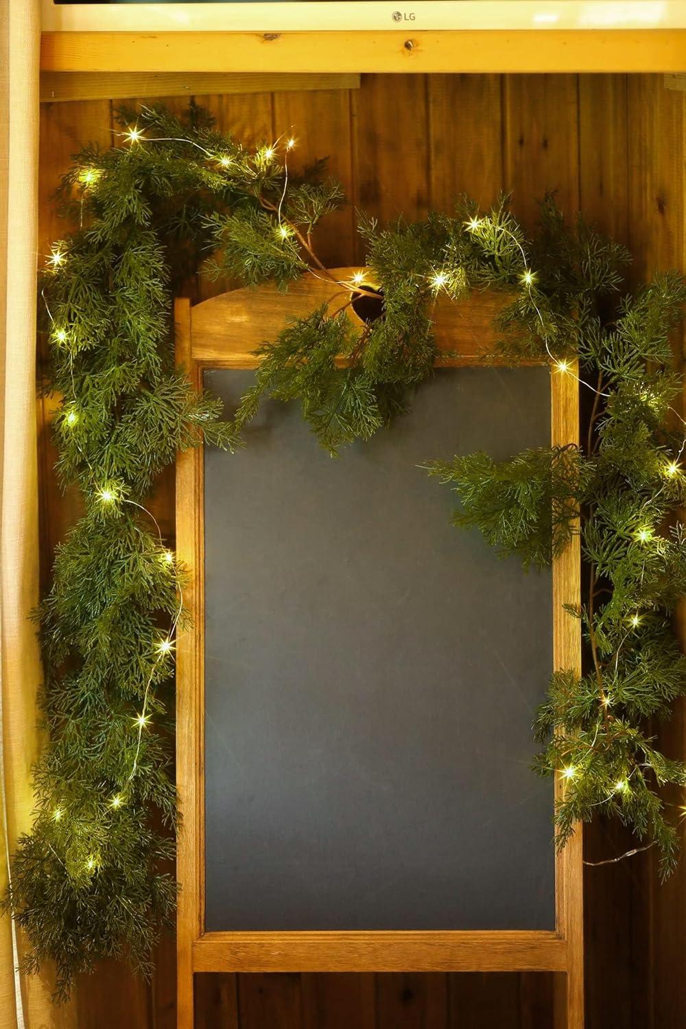 6ft Green Pine Christmas Garland with LED Lights