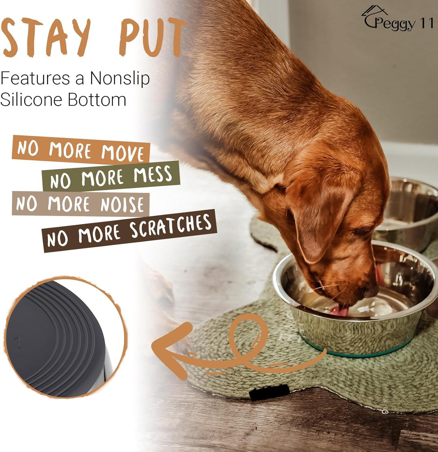 PEGGY11 Deep Stainless Steel MMF7 Anti-Slip Dog Bowls - 2-Pack, 2 Cups