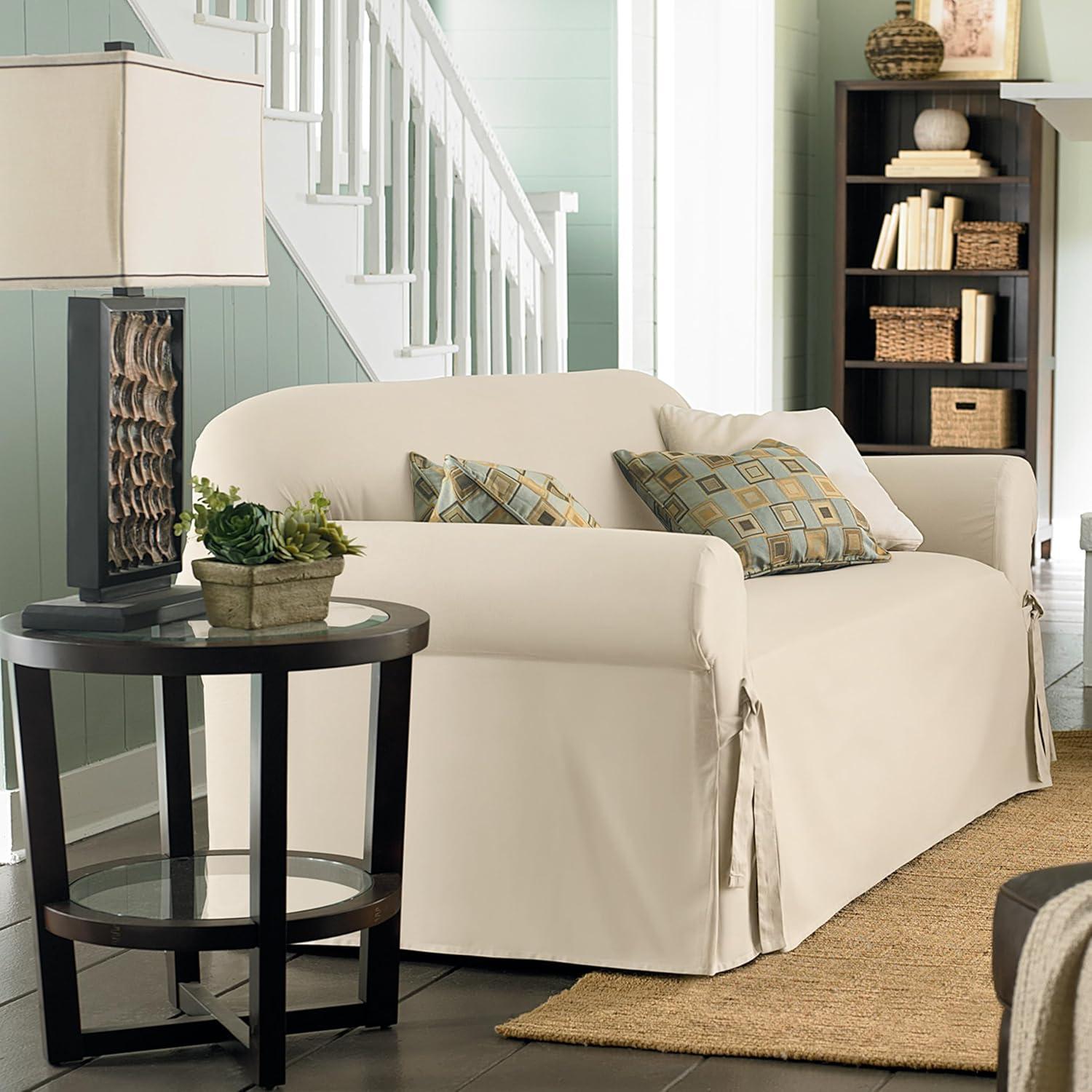 Sure Fit Cotton Box Cushion Sofa Slipcover