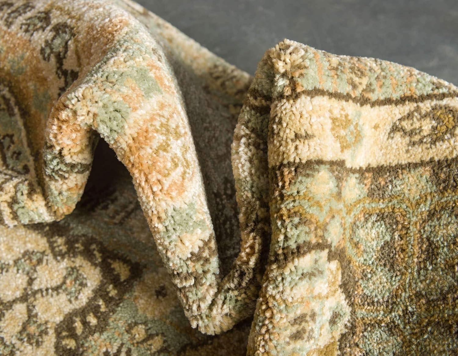 Unique Loom Palace Collection Area Rug - Amber (9'  x 12' Rectangle Light Green/Cream)