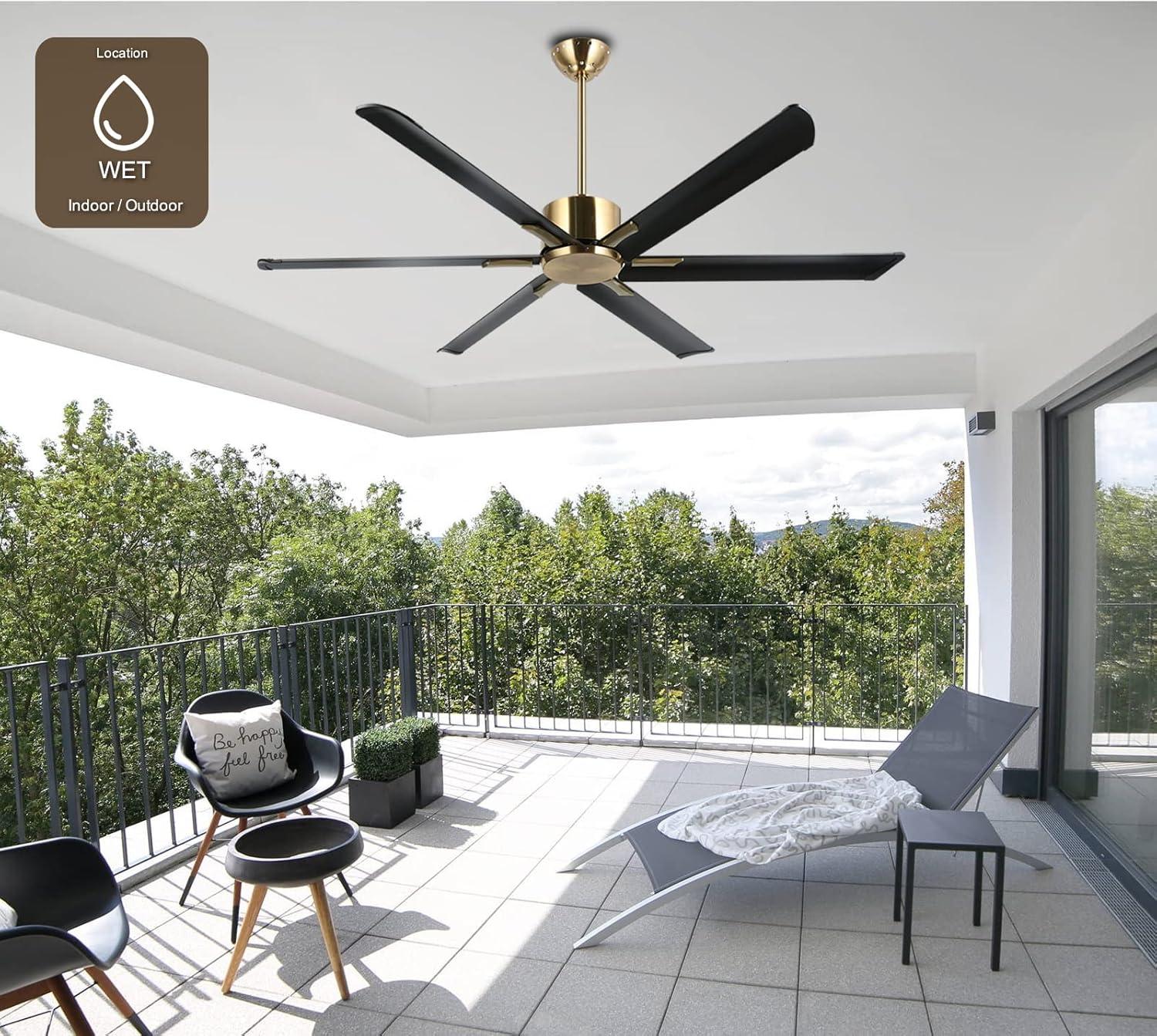 Vincent 72'' Black and Gold Aluminum Ceiling Fan with Remote