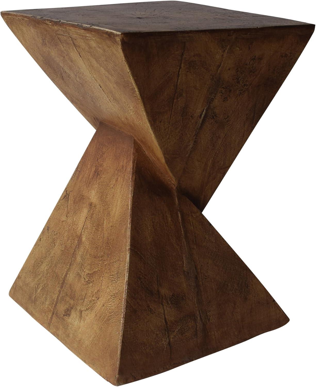 Twisted Hourglass Modern Accent Table in Wood Finish