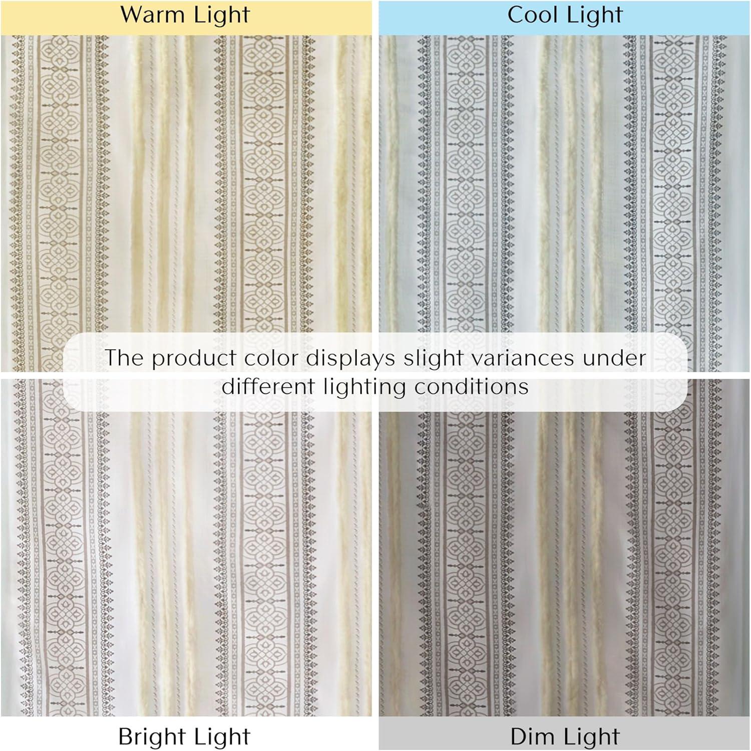 Samara Poly Printed Curtain Panel With Tufted Stripe And Lining