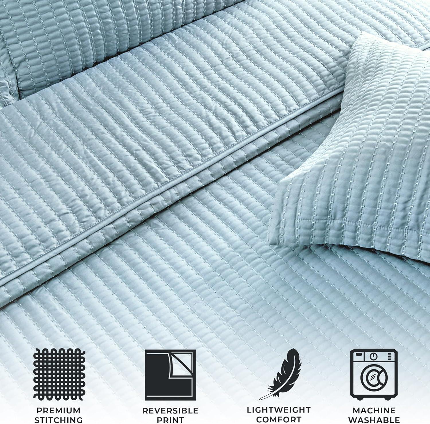 FreshFolds Modern & Contemporary Stripe Stitched Quilt Set with Shams