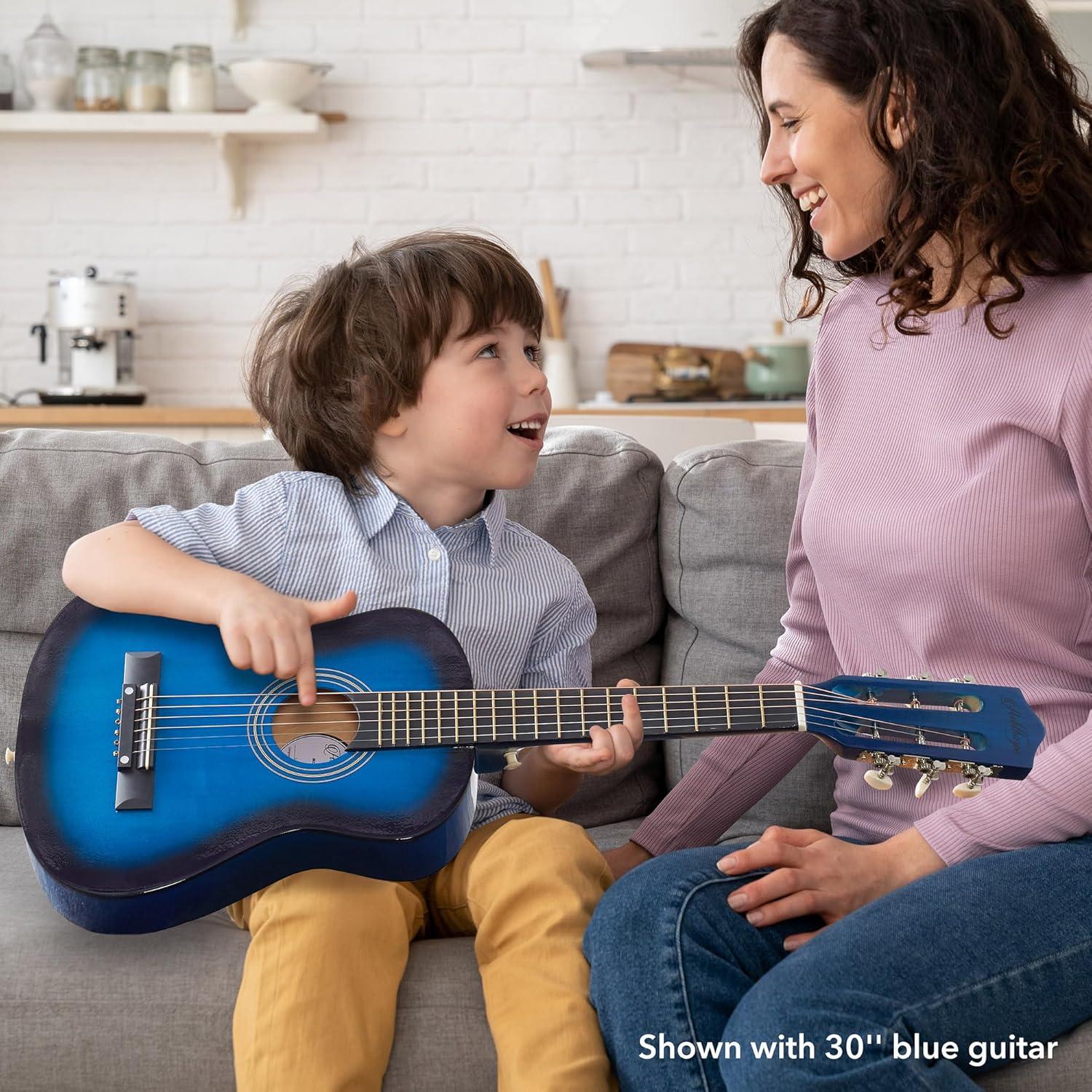 Ashthorpe 30-Inch Beginner Acoustic Guitar - Black, Basic Starter Kit with Gig Bag and Accessories