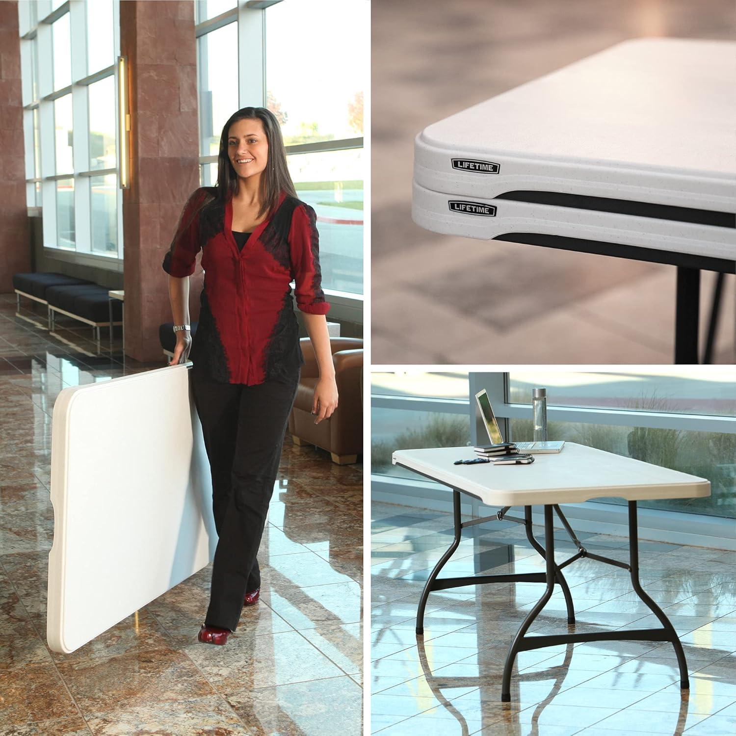 Lifetime 6 Foot Rectangle Folding Table Indoor/Outdoor Commercial Grade, White Granite (80306)