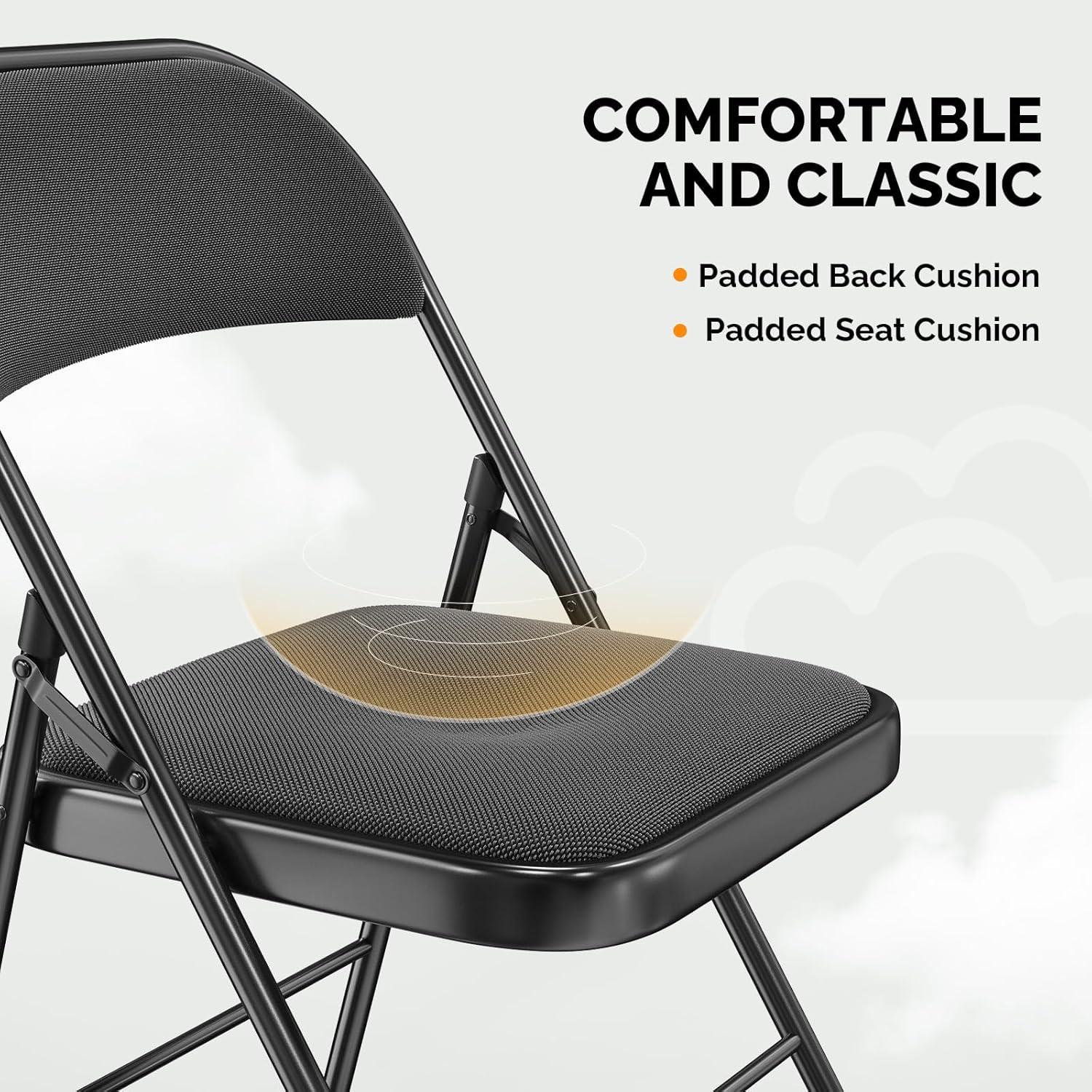 Inbox Zero 4Pcs Fully Assembled Thick-Padded Black PU Folding Chairs, 17.7"X19.7"X30.7"