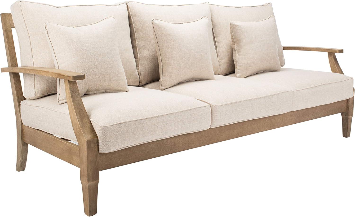 Martinique Natural White Eucalyptus Wood Outdoor Patio Sofa