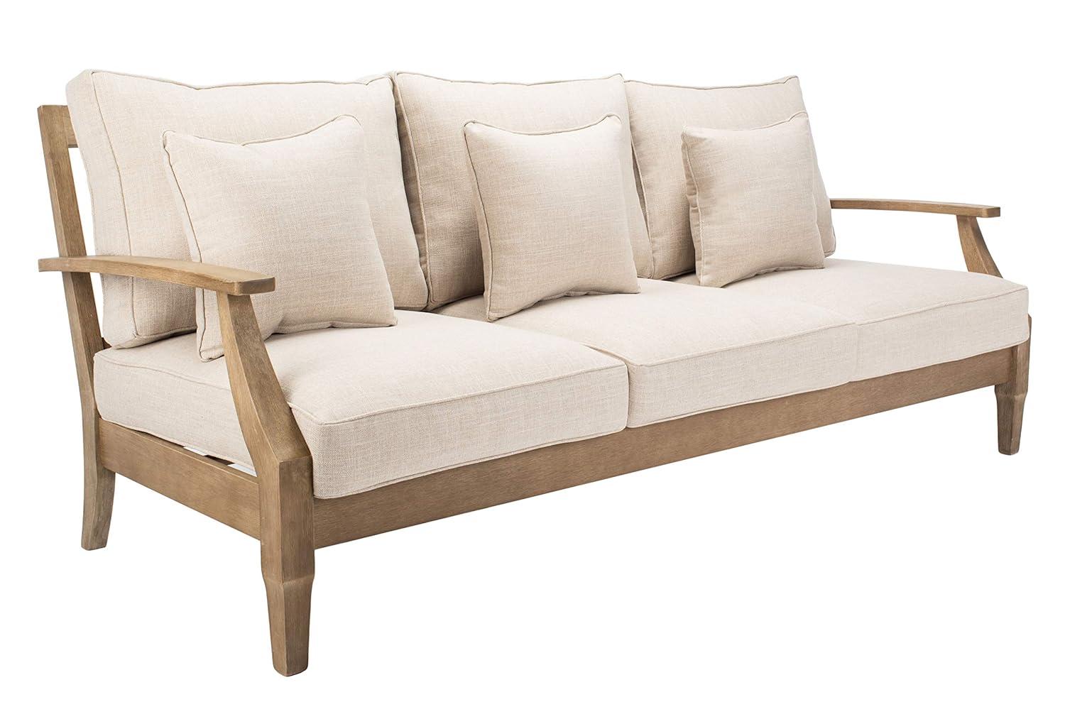 Safavieh Couture Martinique Sofá Patio de Madera Natural / Blanco