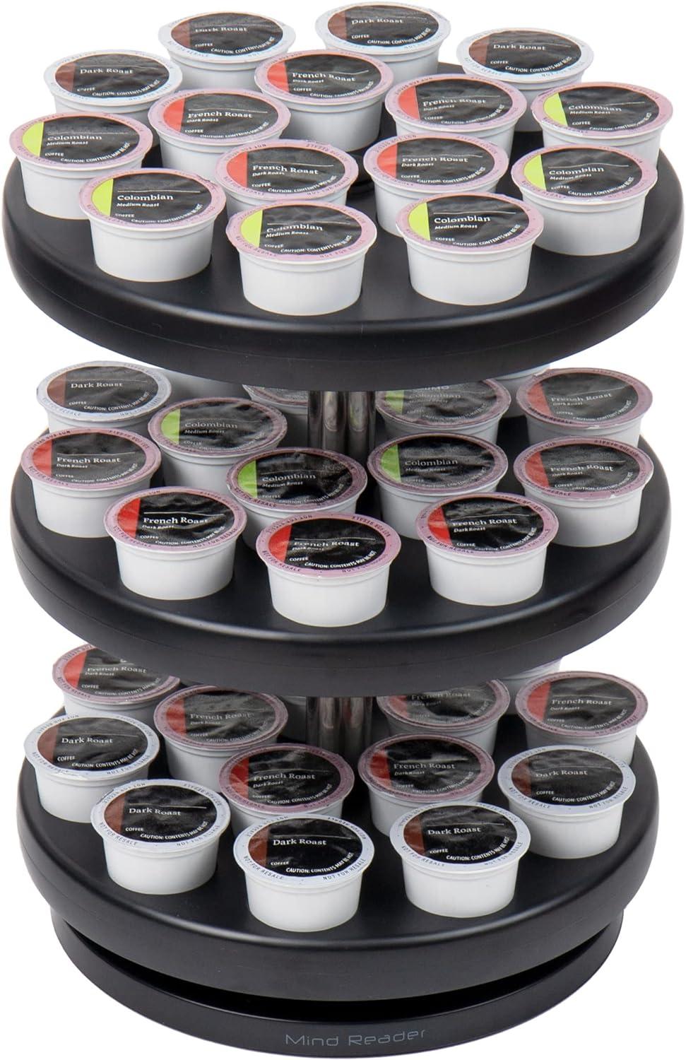 Mind Reader Single Serve Coffee Pod Carousel, 45 Pod Capacity, 9.5"L x 9.5"W x 11.75"H, Black